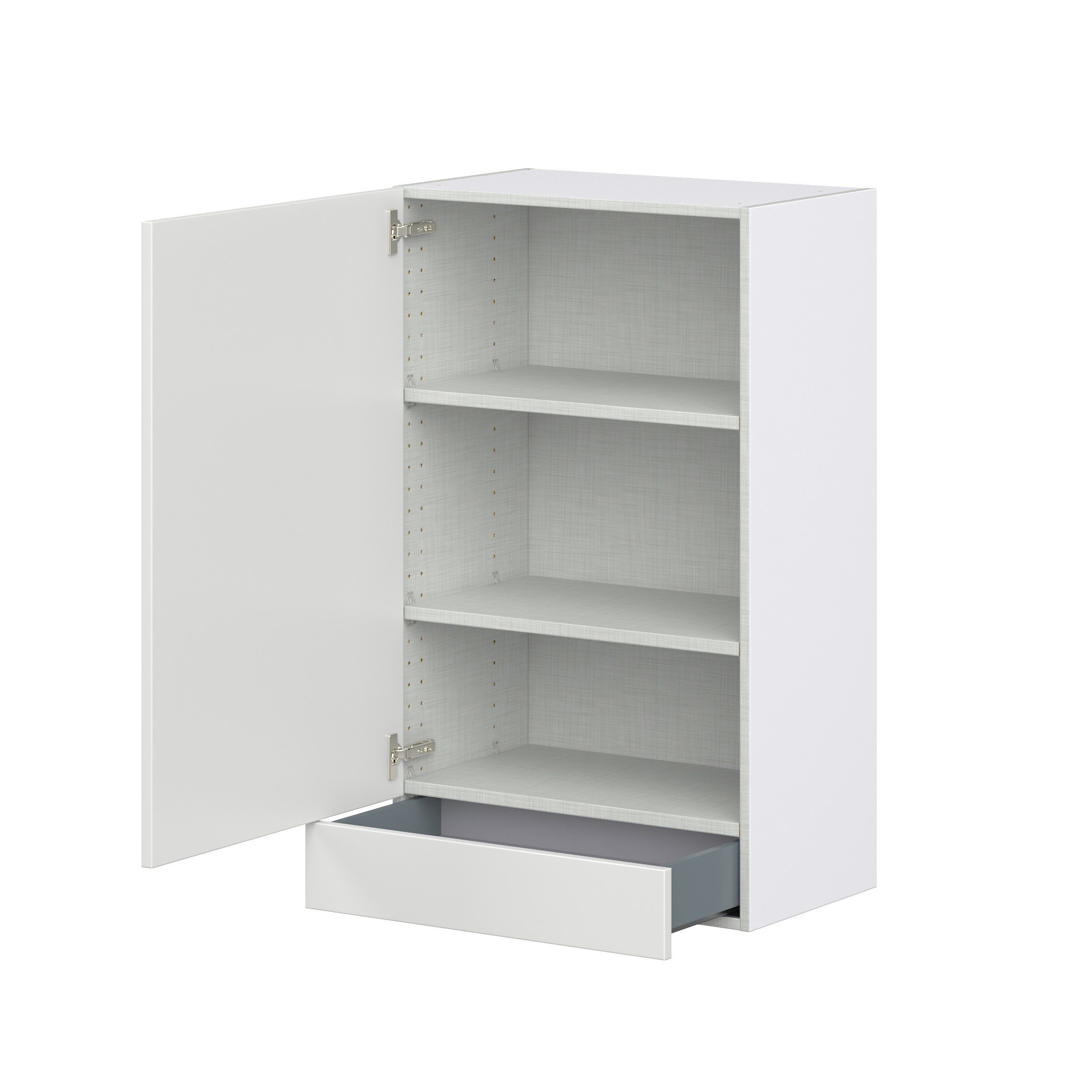 Magnolia Painted Bright White Recessed Assembled Wall Cabinet with a Door and a 5 in. Drawer (24 in. W x 40 in. H x 14 in. D)