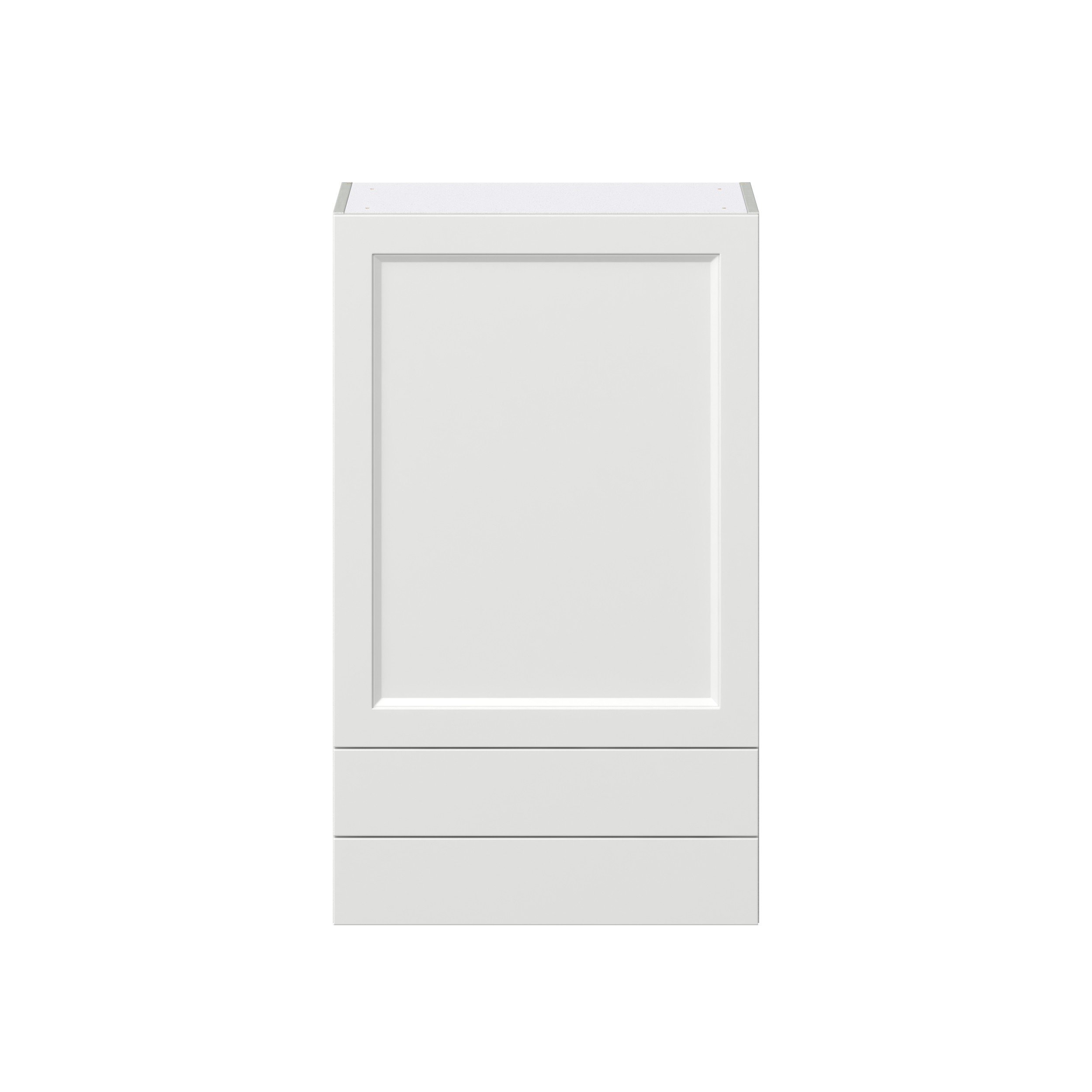 Magnolia Painted Bright White Recessed Assembled Wall Cabinet with a Door and Two 5 in. Drawers (24 in. W x 40 in. H x 14 in. D)