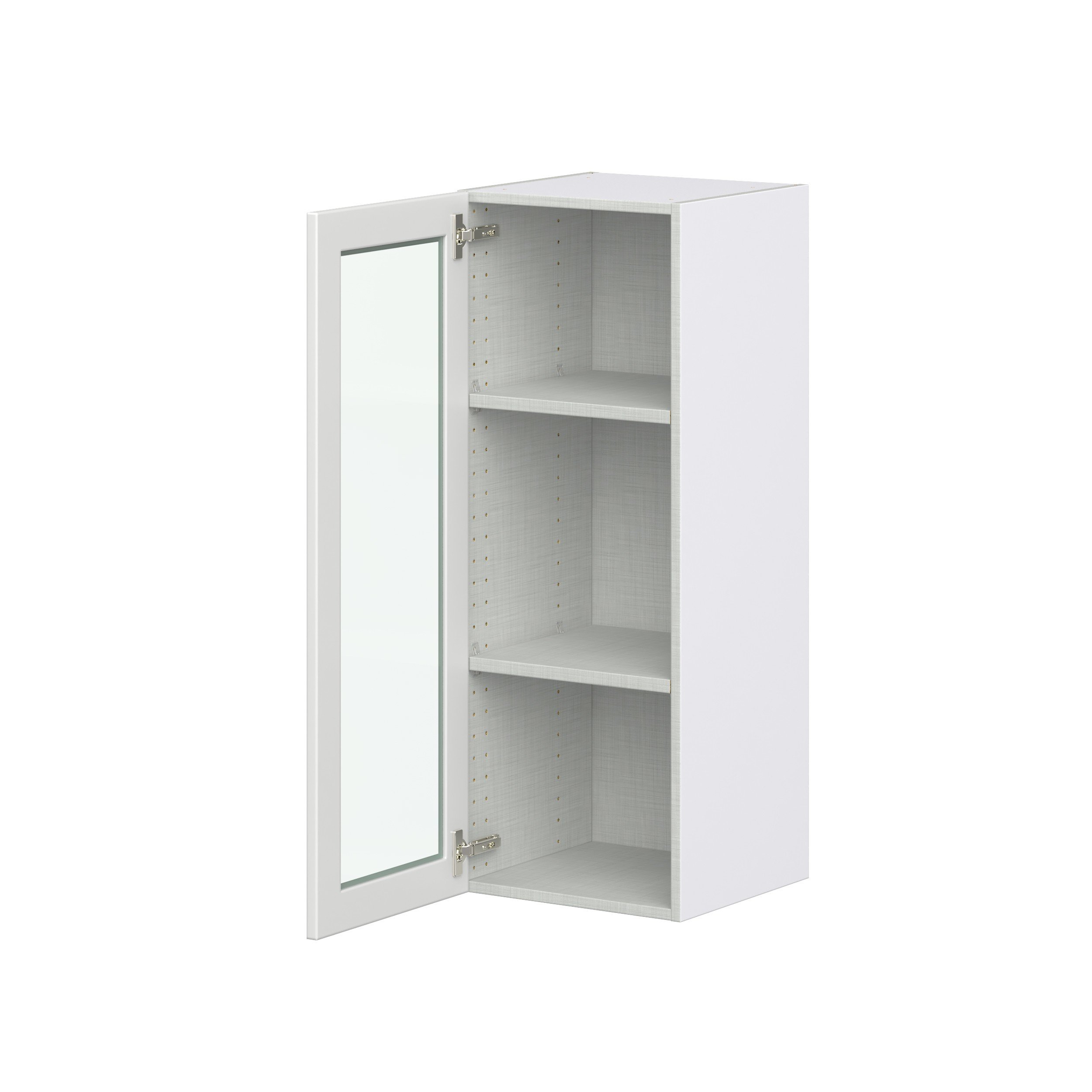 Magnolia Painted Bright White Recessed Assembled Wall Cabinet with a Full High Glass Door (15 in. W x 40 in. H x 14 in. D)