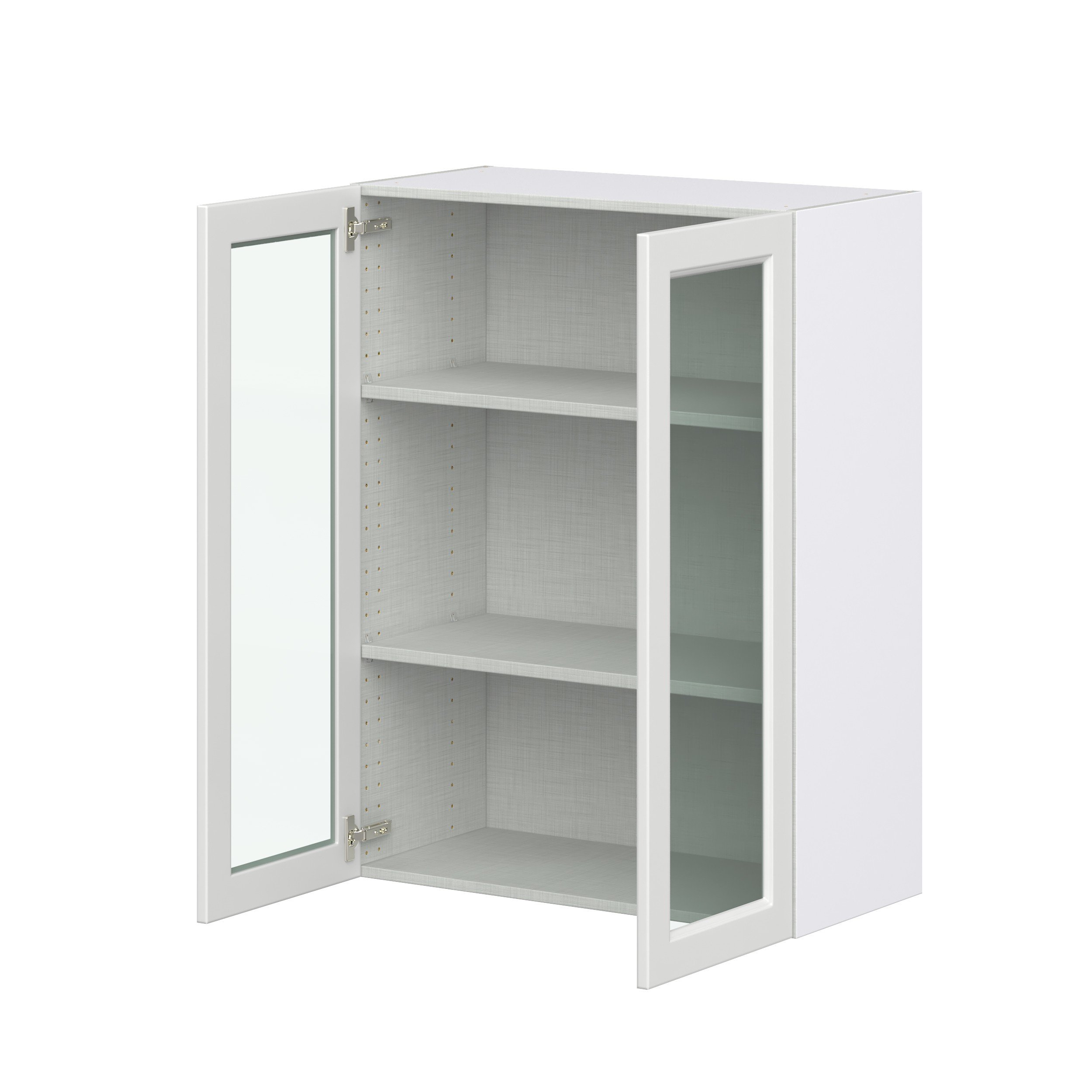 Magnolia Painted Bright White Recessed Assembled Wall Cabinet with 2 Glass Door (30 in. W x 40 in. H x 14 in. D)