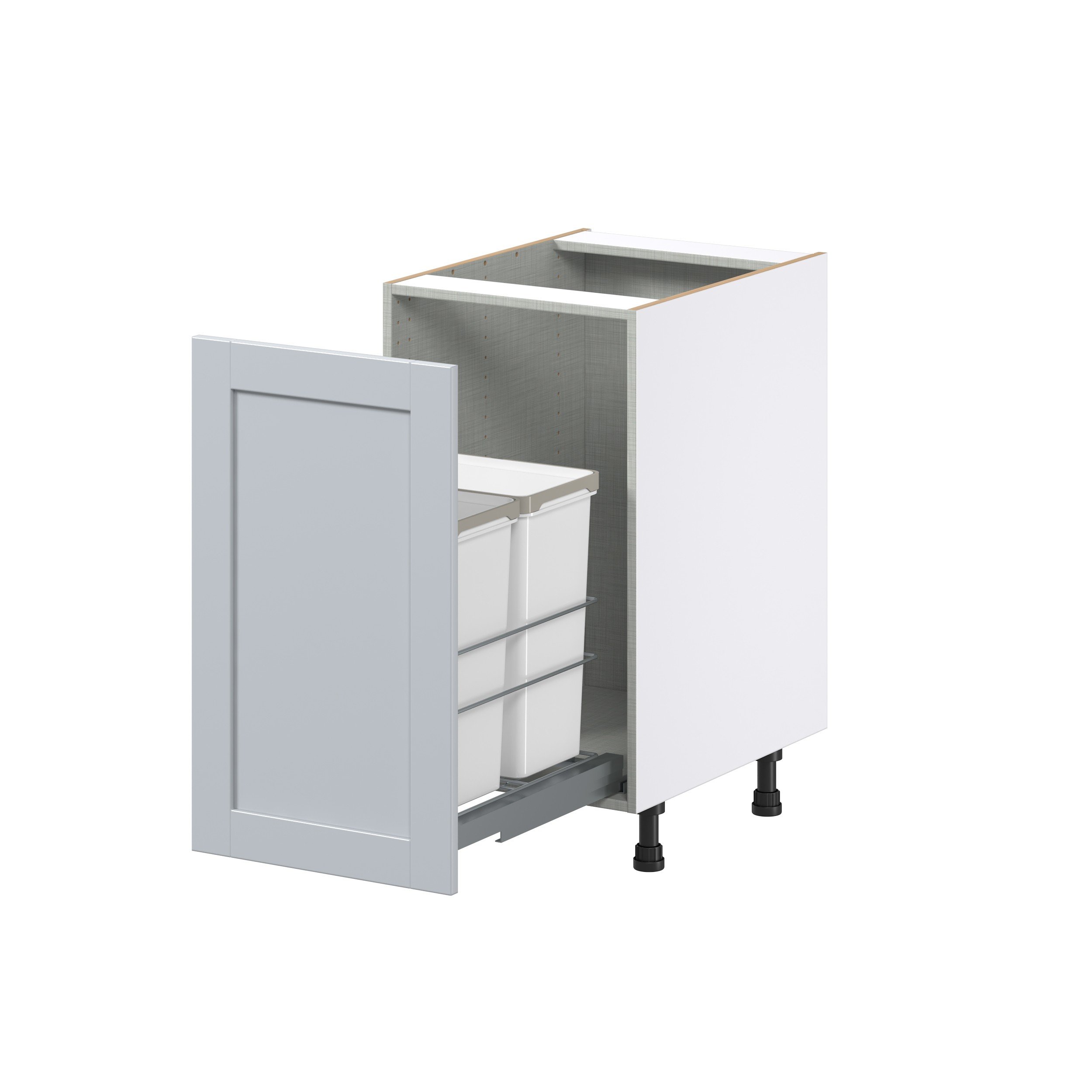 Sea Holly Light Gray Shaker Assembled Full High Door with 2 Pull Out Waste Bin Kitchen Cabinet (18 in. W x 34.5 in. H x 24 in. D)