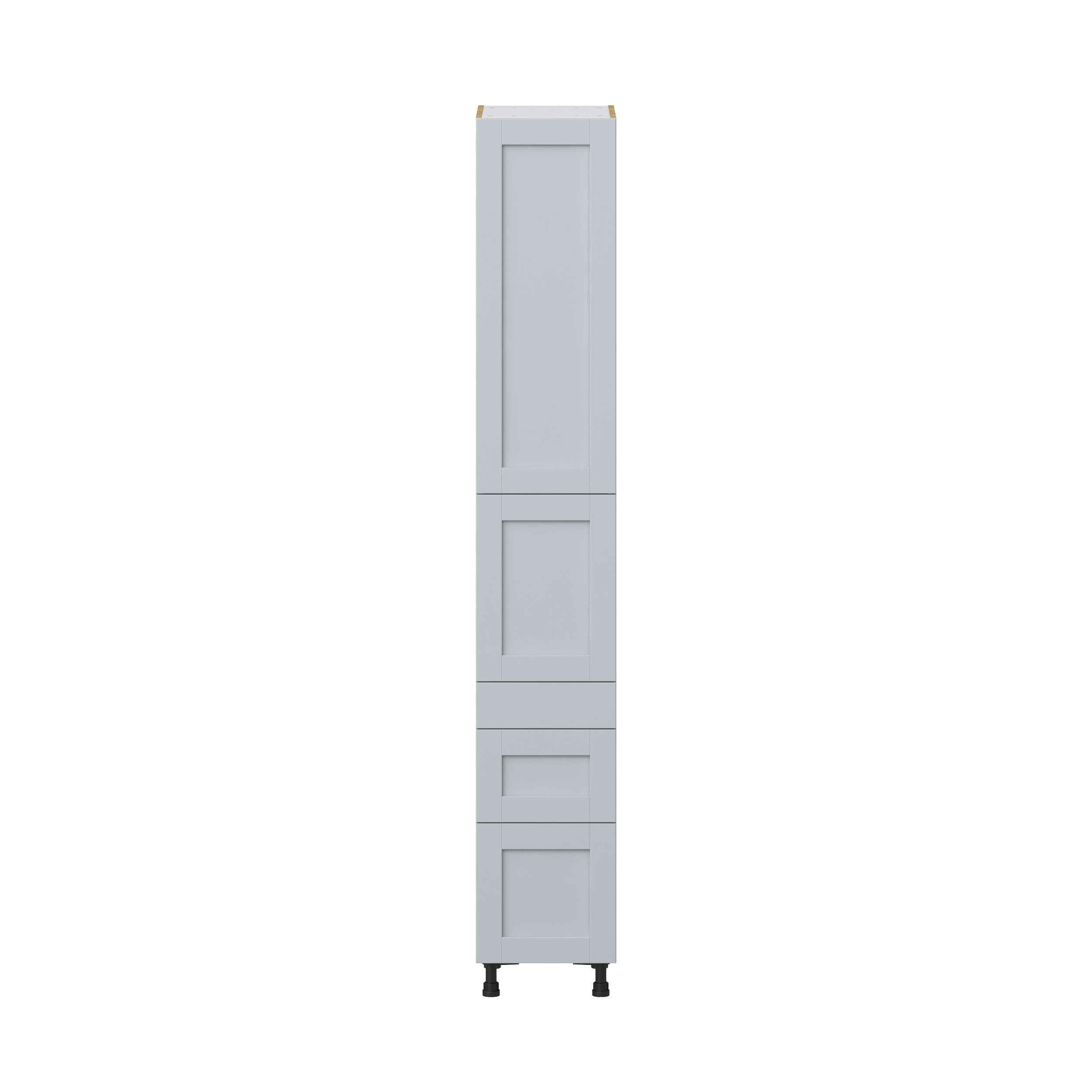 Sea Holly Light Gray Shaker Assembled Pantry Cabinet with 3 Drawers and 2 Inner Drawers (15 in. W x 94.5 in. H x 24 in. D)