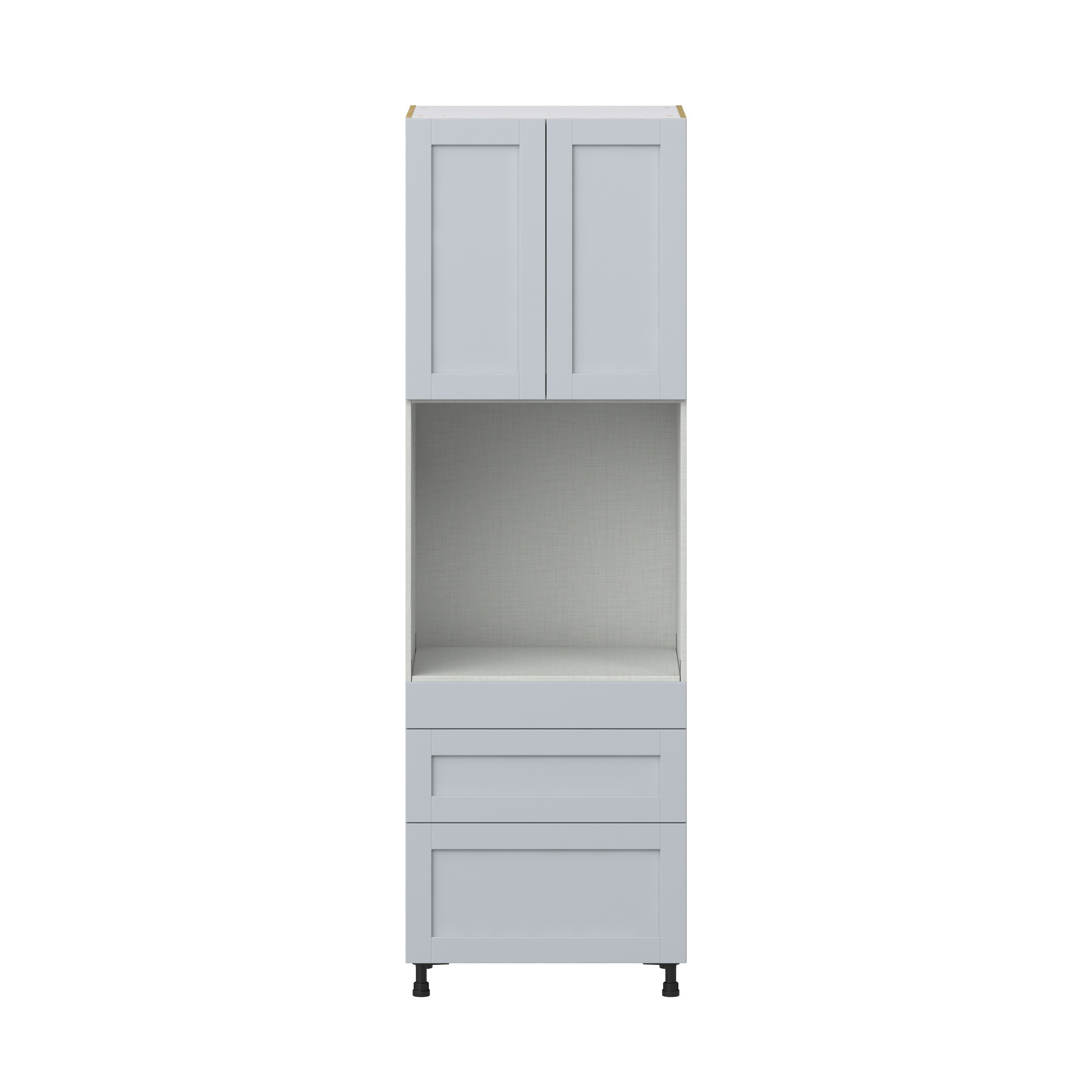 Sea Holly Light Gray Shaker Assembled Single Oven Cabinet with Drawers (30 in. W x 94.5 in. H x 24 in. D)