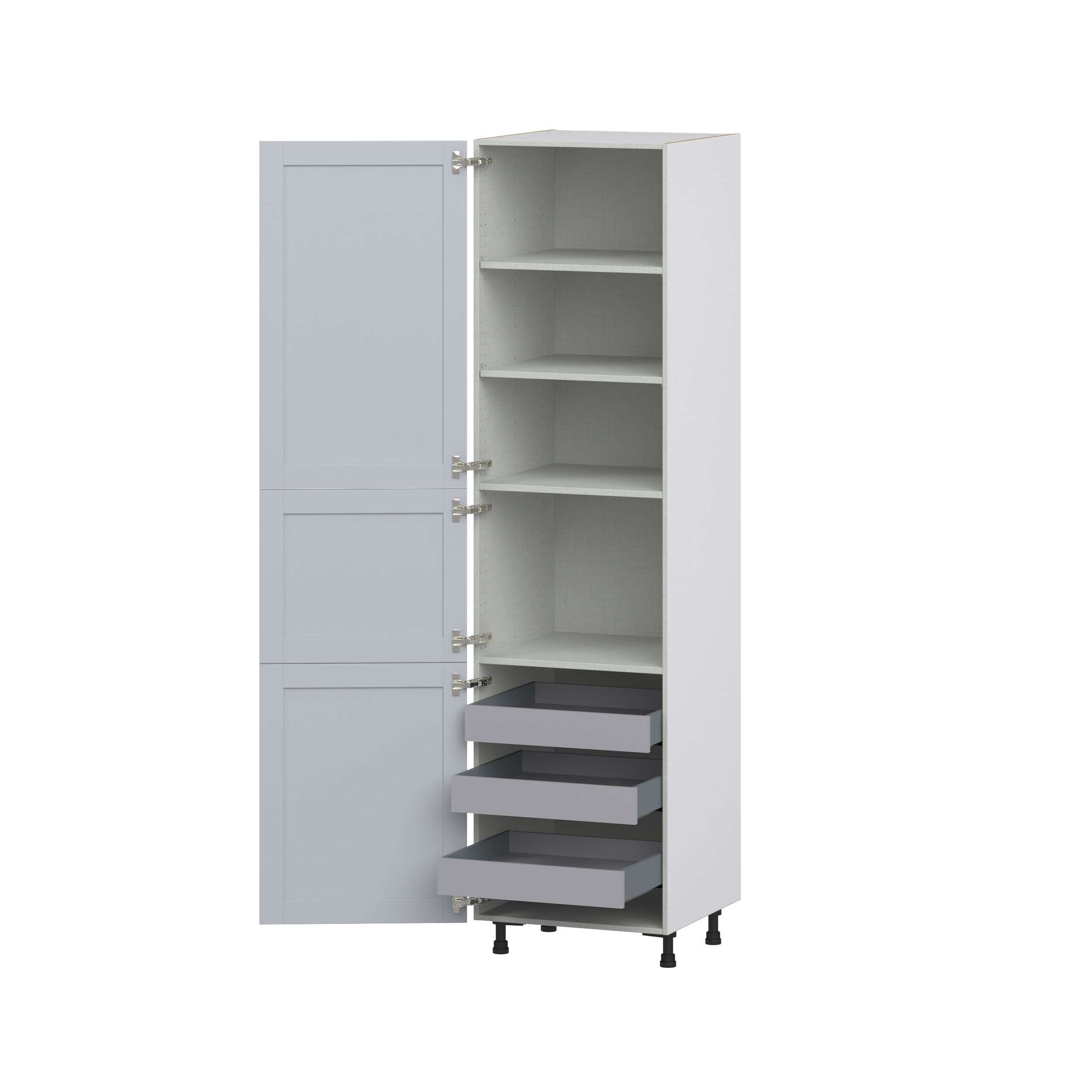 Sea Holly Light Gray Shaker Assembled Pantry Cabinet with 2 Doors and 3 Inner Drawers (24 in. W X 94.5 in. H X 24 in. D)