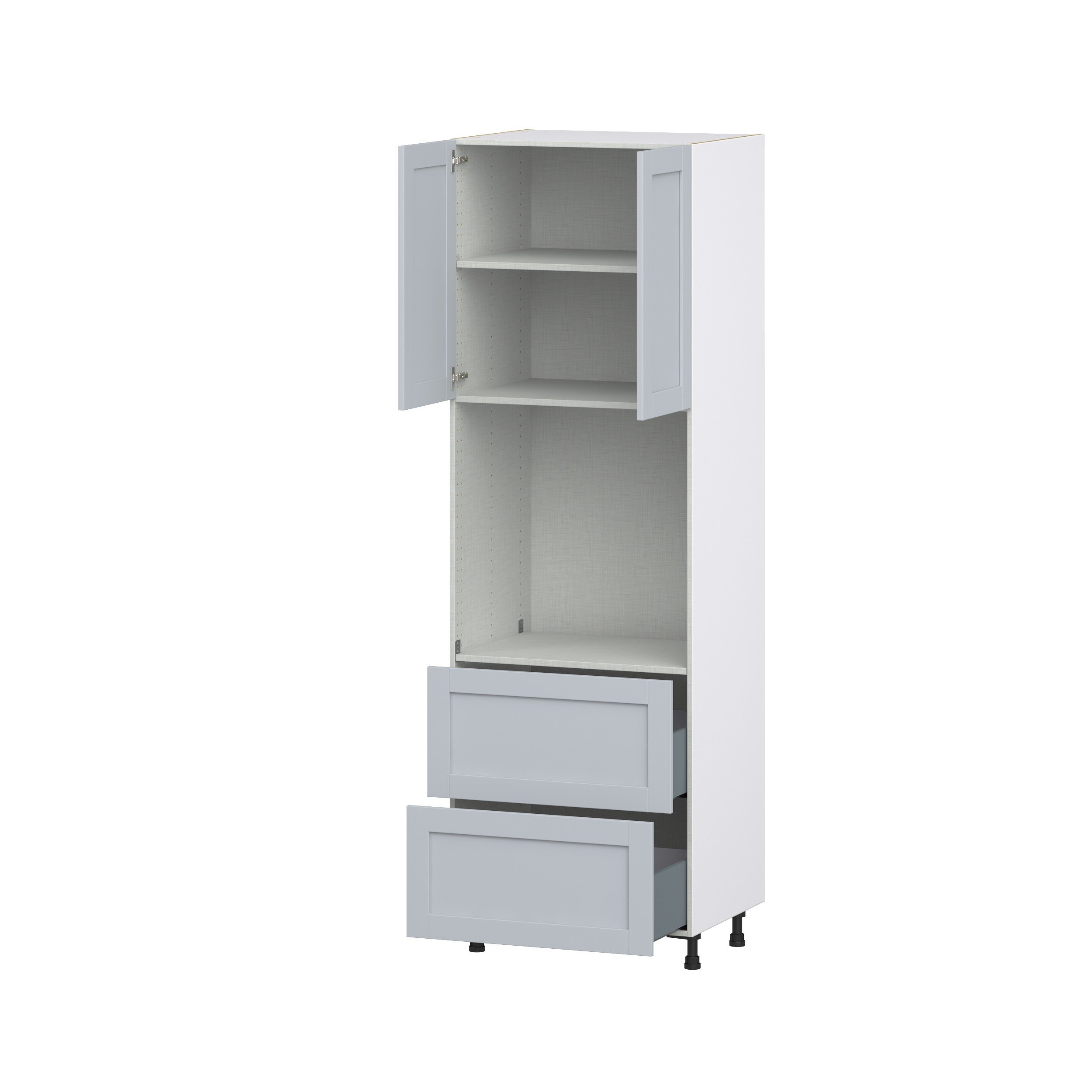 Sea Holly Light Gray Shaker Assembled Pantry Single Oven Cabinet with 2 Drawer (30 in. W X 94.5 in. H X 24 in. D)