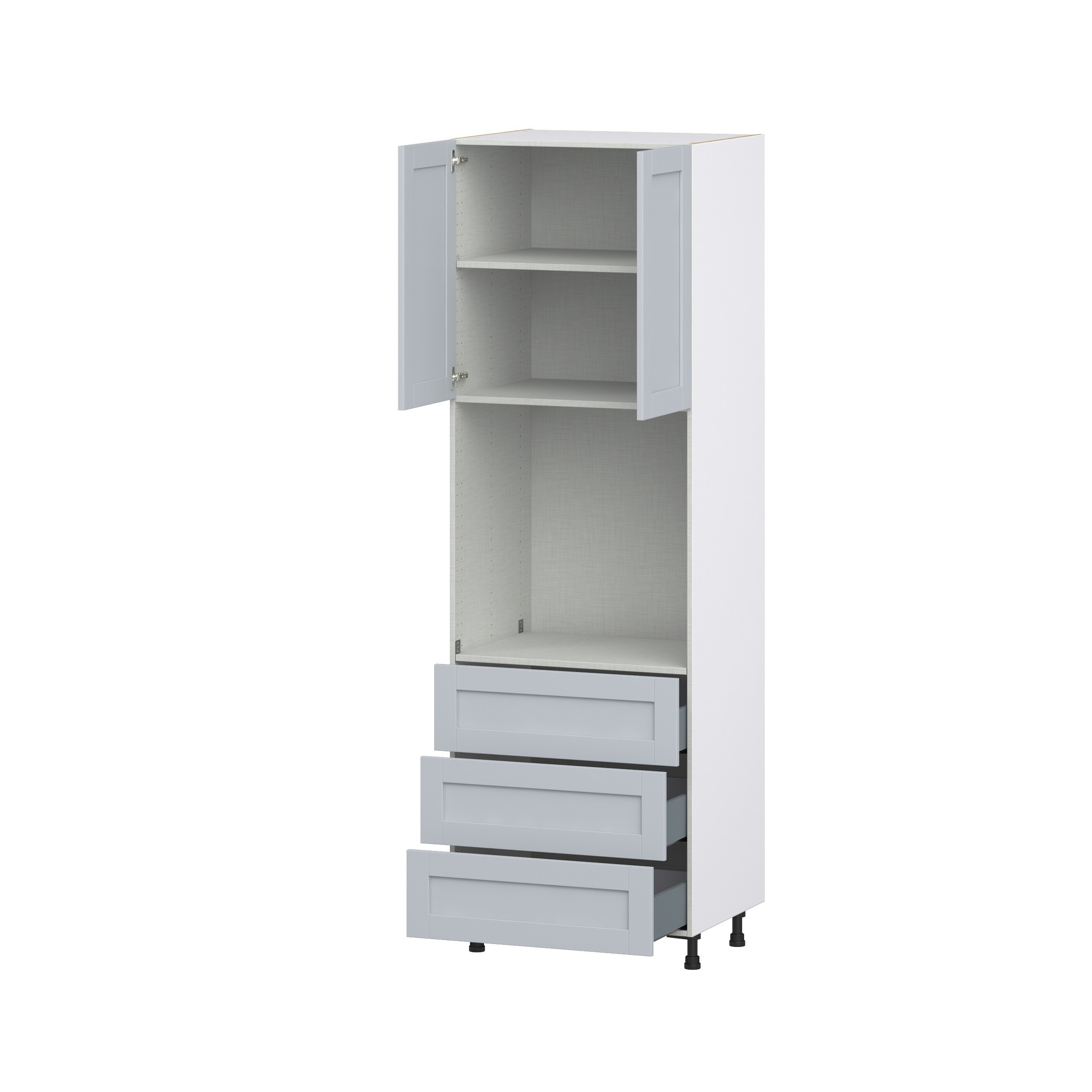 Sea Holly Light Gray Shaker Assembled Pantry Single Oven Cabinet with 3 Even Drawers (30 in. W X 94.5 in. H X 24 in. D)