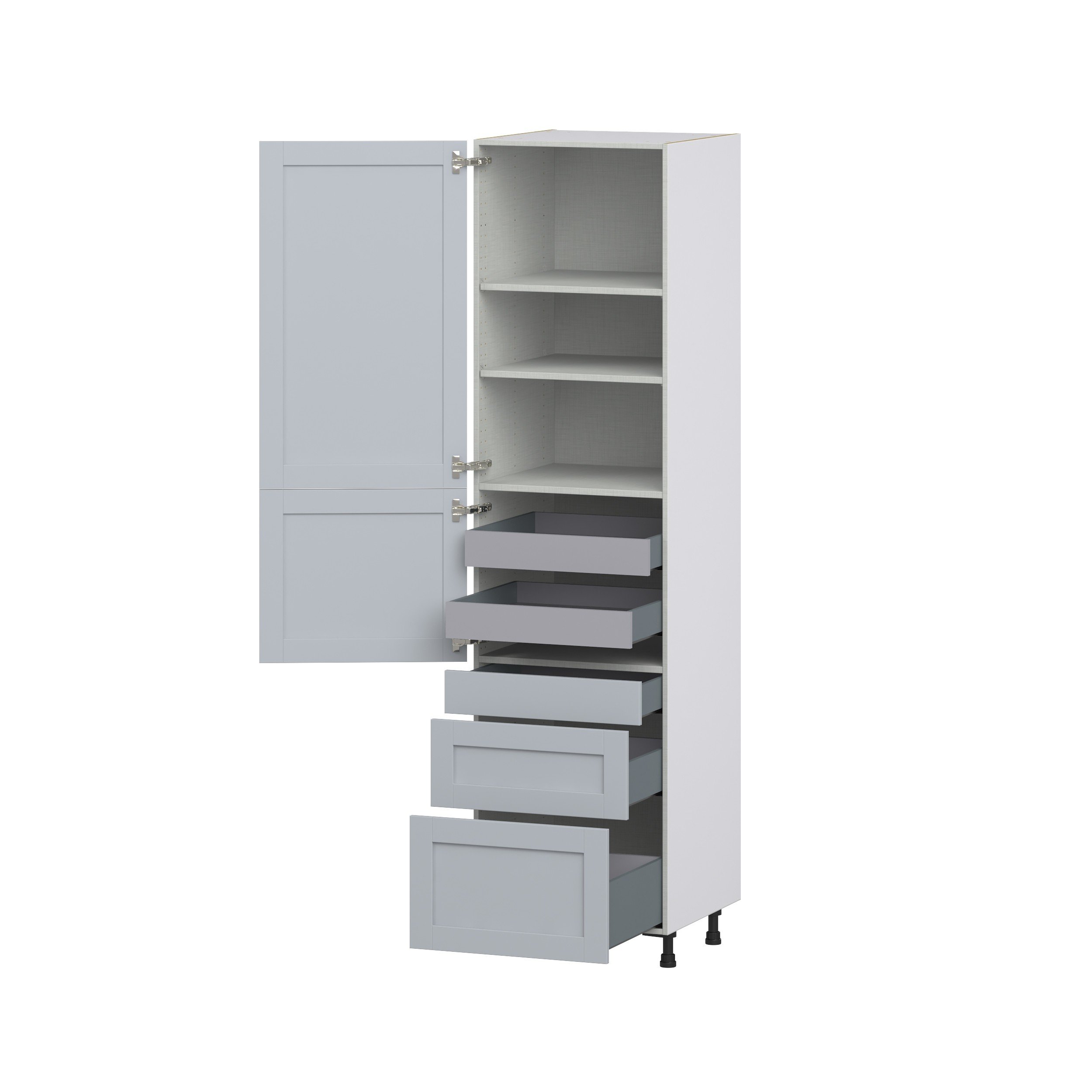 Sea Holly Light Gray Shaker Assembled Pantry Cabinet with 3 Drawers and 2 Inner Drawers (24 in. W X 94.5 in. H X 24 in. D)