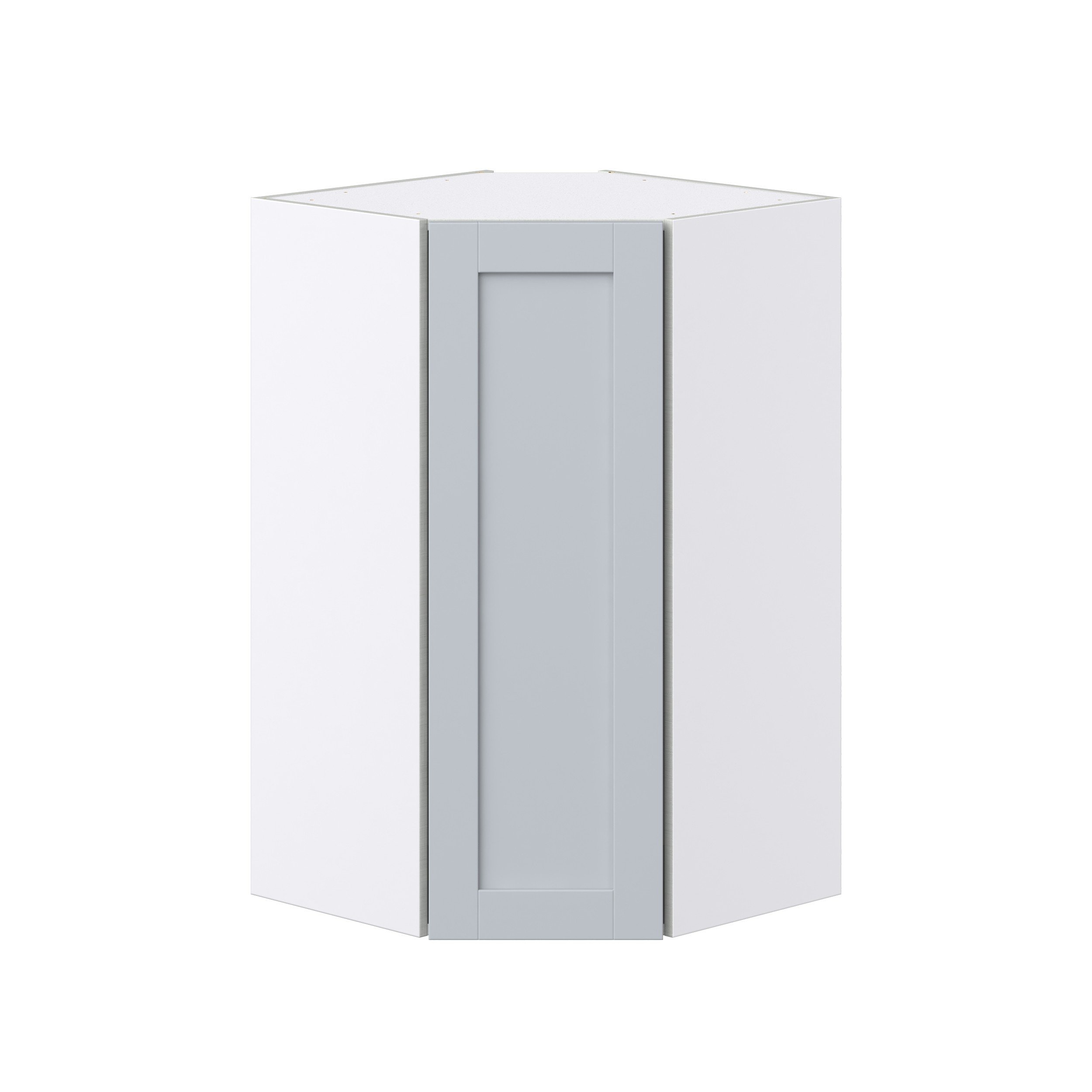 Sea Holly Light Gray Shaker Assembled Wall Diagonal Corner Cabinet with a Door (24 in. W x 40 in. H x 24 in. D)