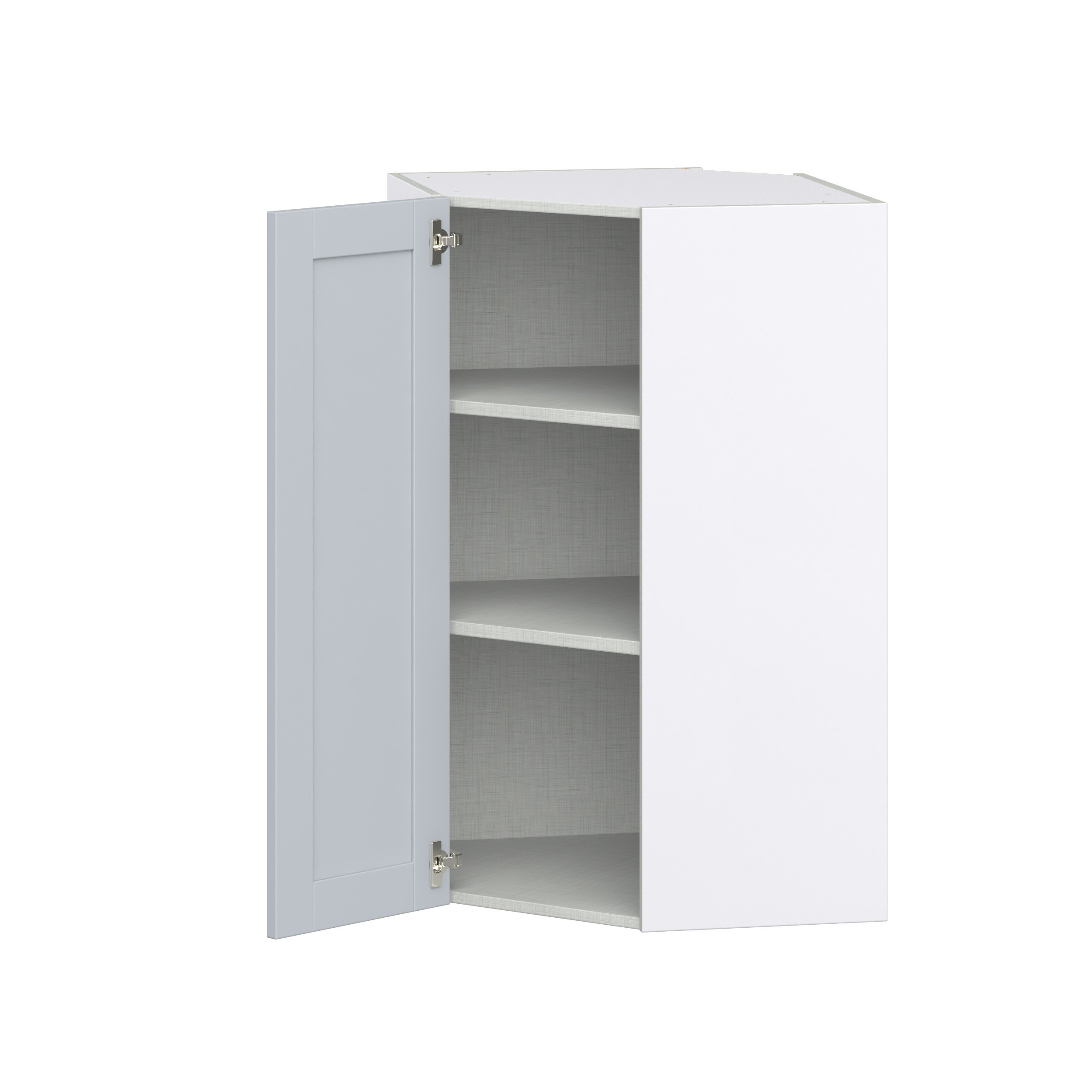 Sea Holly Light Gray Shaker Assembled Wall Diagonal Corner Cabinet with a Door (24 in. W x 40 in. H x 24 in. D)