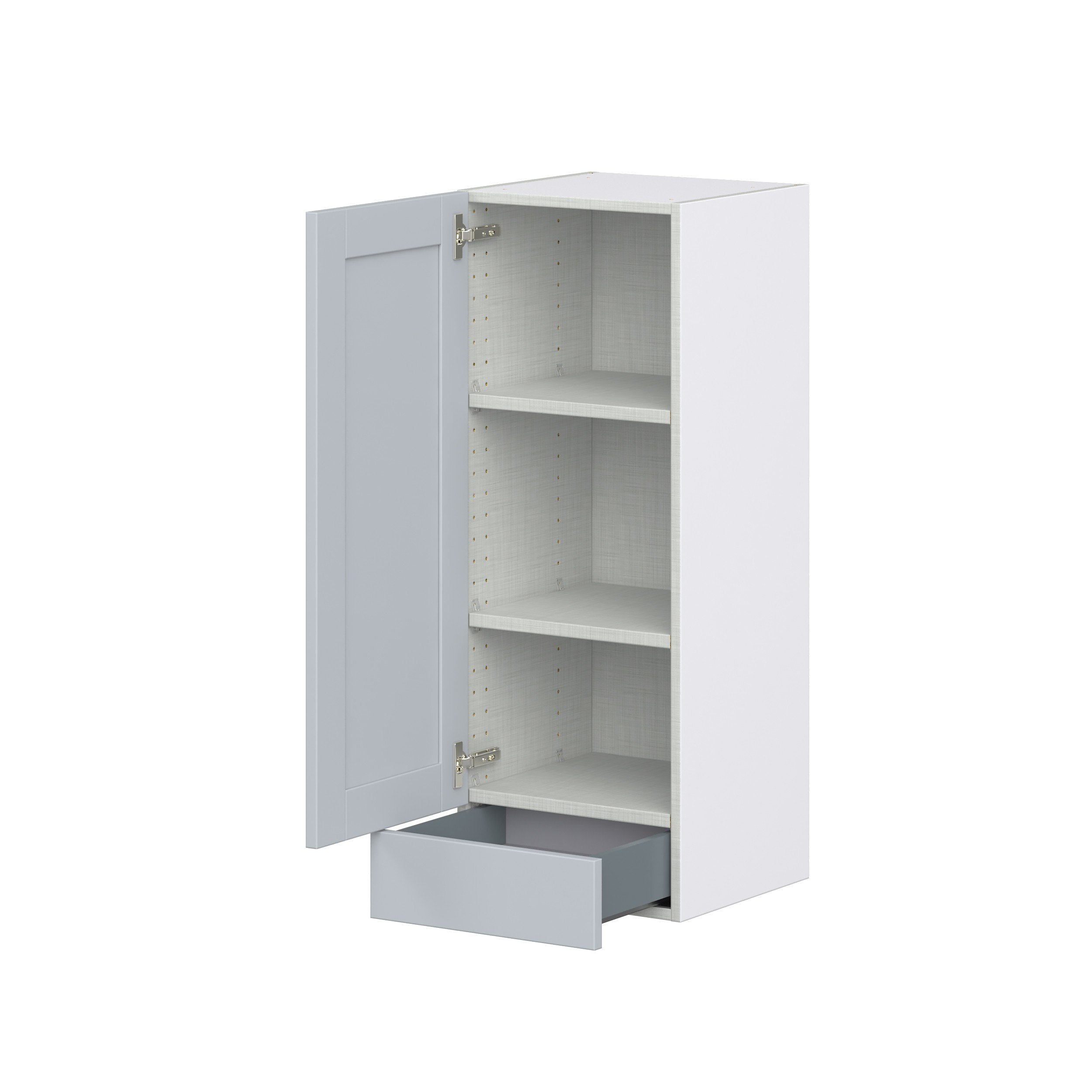 Sea Holly Light Gray Shaker Assembled Wall Cabinet with a Door and a 5 in. Drawer (15 in. W x 40 in. H x 14 in. D)