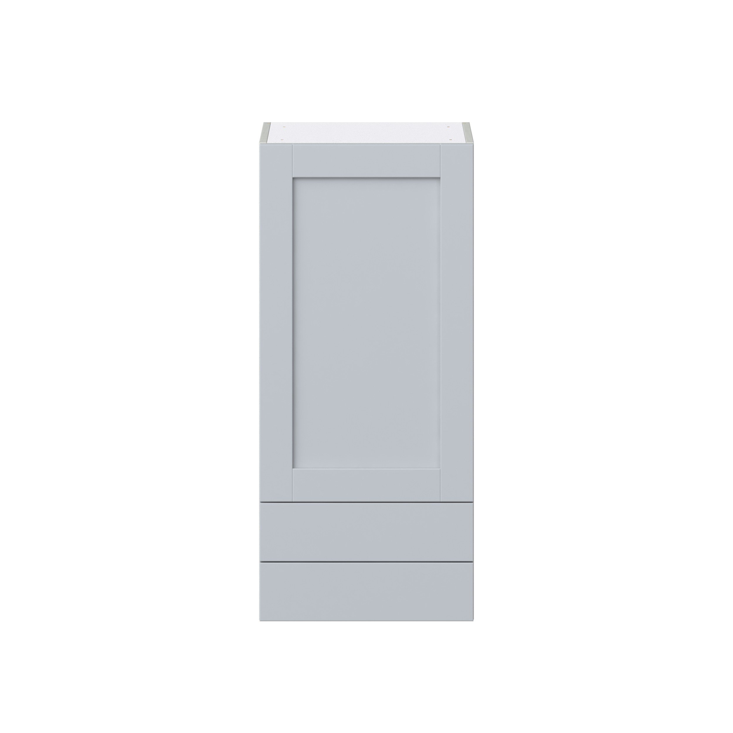 Sea Holly Light Gray Shaker Assembled Wall Cabinet with a Door and Two 5 in. Drawers (18 in. W x 40 in. H x 14 in. D)