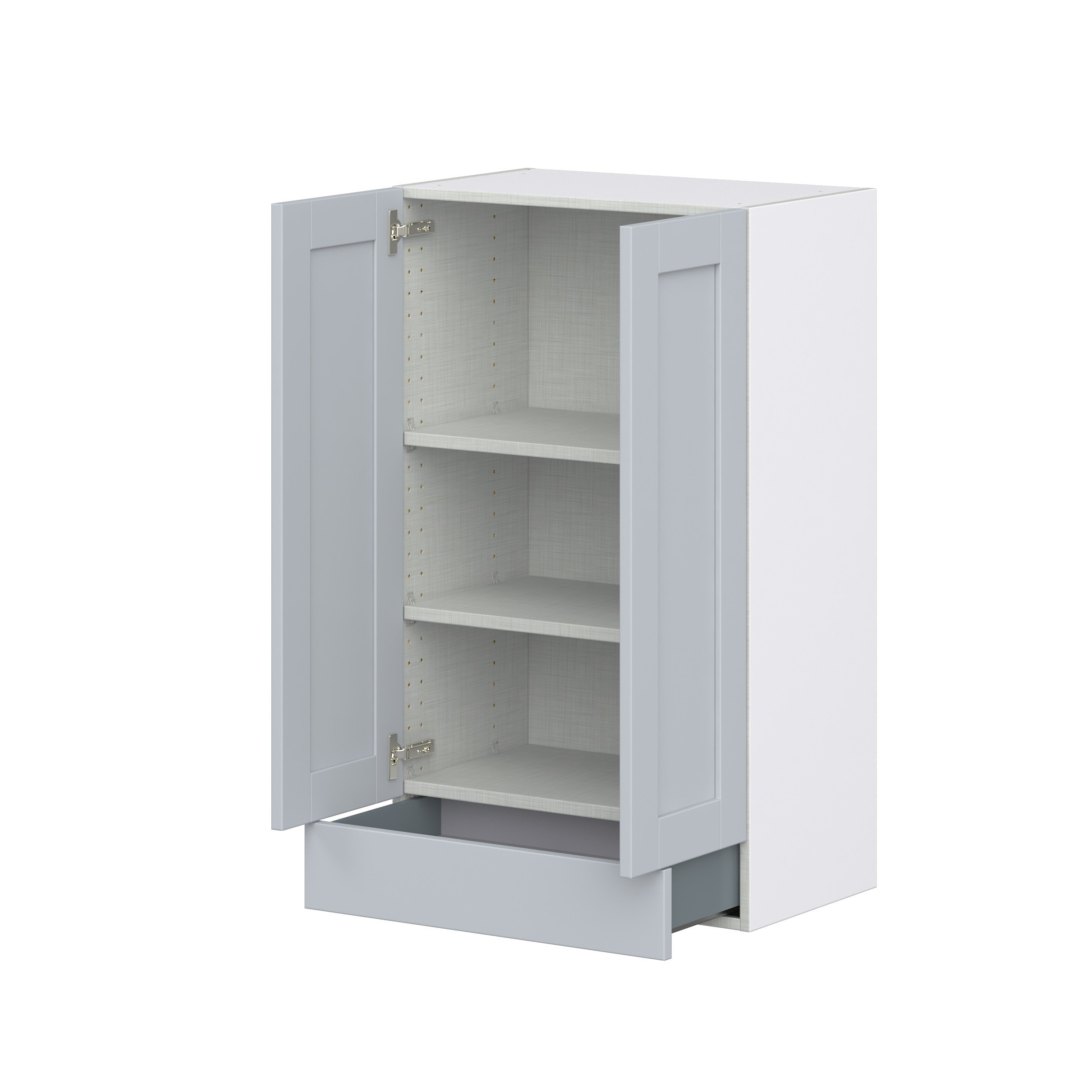 Sea Holly Light Gray Shaker Assembled Wall Cabinet with 2 Doors and a 5 in. Drawer (24 in. W x 40 in. H x 14 in. D)