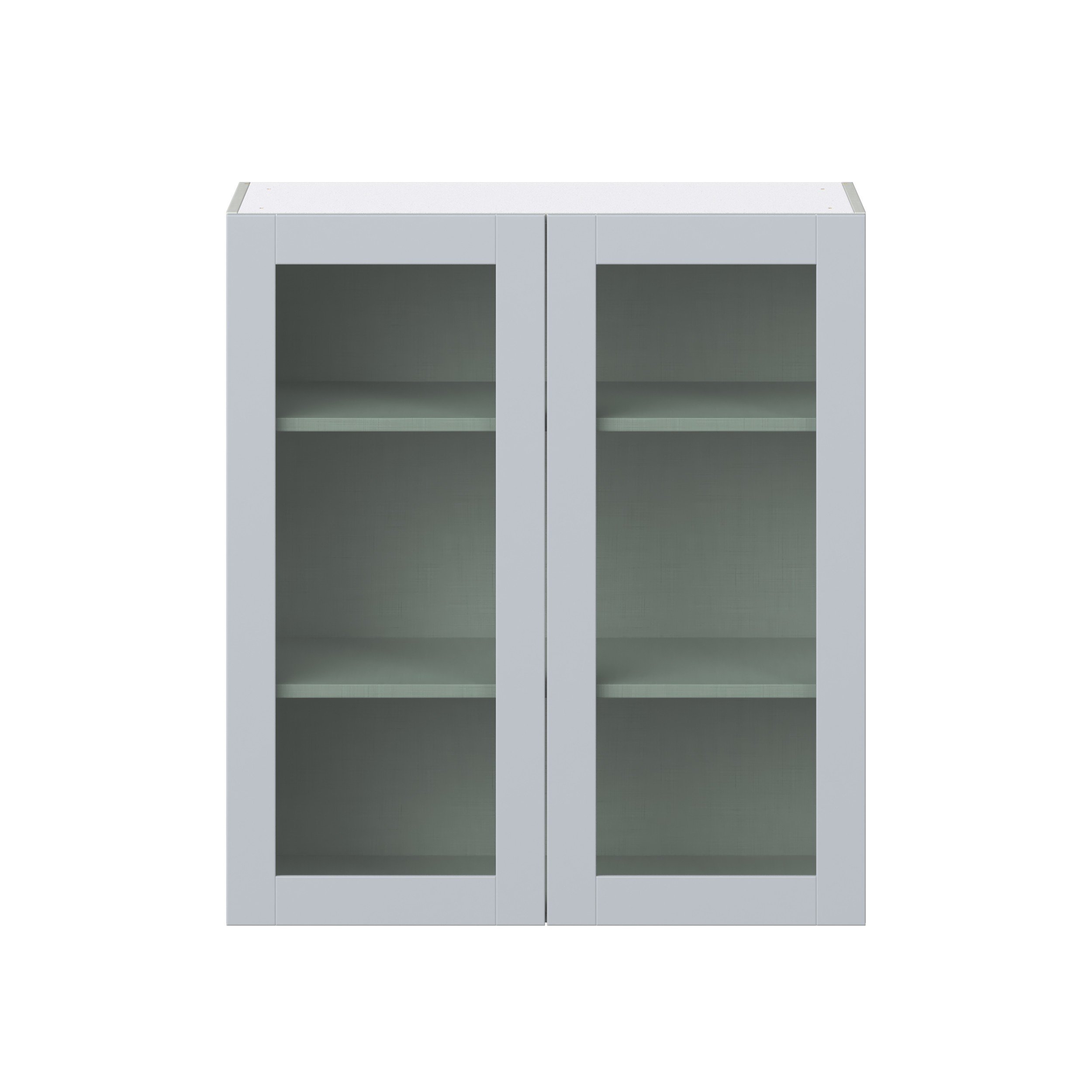 Sea Holly Light Gray Shaker Assembled Wall Cabinet with 2 Glass Door (36 in. W x 40 in. H x 14 in. D)