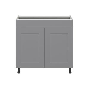 Willow Painted Slate Gray  Shaker Assembled Sink Base Cabinet with 2 Doors and 1 False Front (36 in. W x 34.5 in. H x 24 in. D)