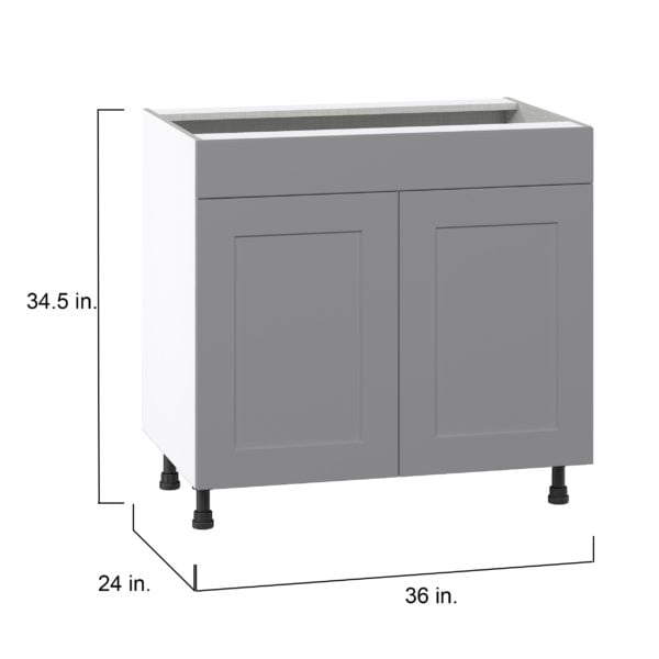 Willow Painted Slate Gray  Shaker Assembled Sink Base Cabinet with 2 Doors and 1 False Front (36 in. W x 34.5 in. H x 24 in. D)