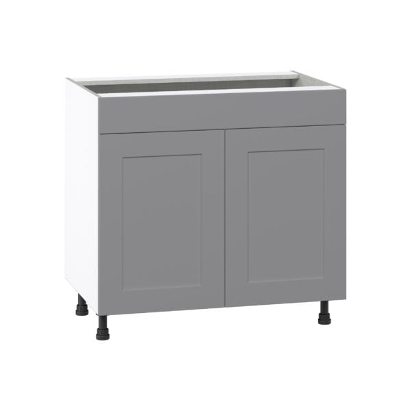 Willow Painted Slate Gray  Shaker Assembled Sink Base Cabinet with 2 Doors and 1 False Front (36 in. W x 34.5 in. H x 24 in. D)