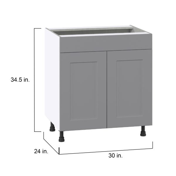 Willow Painted Slate Gray  Shaker Assembled Sink Base Cabinet with 2 Doors and 1 False Front (30 in. W x 34.5 in. H x 24 in. D)