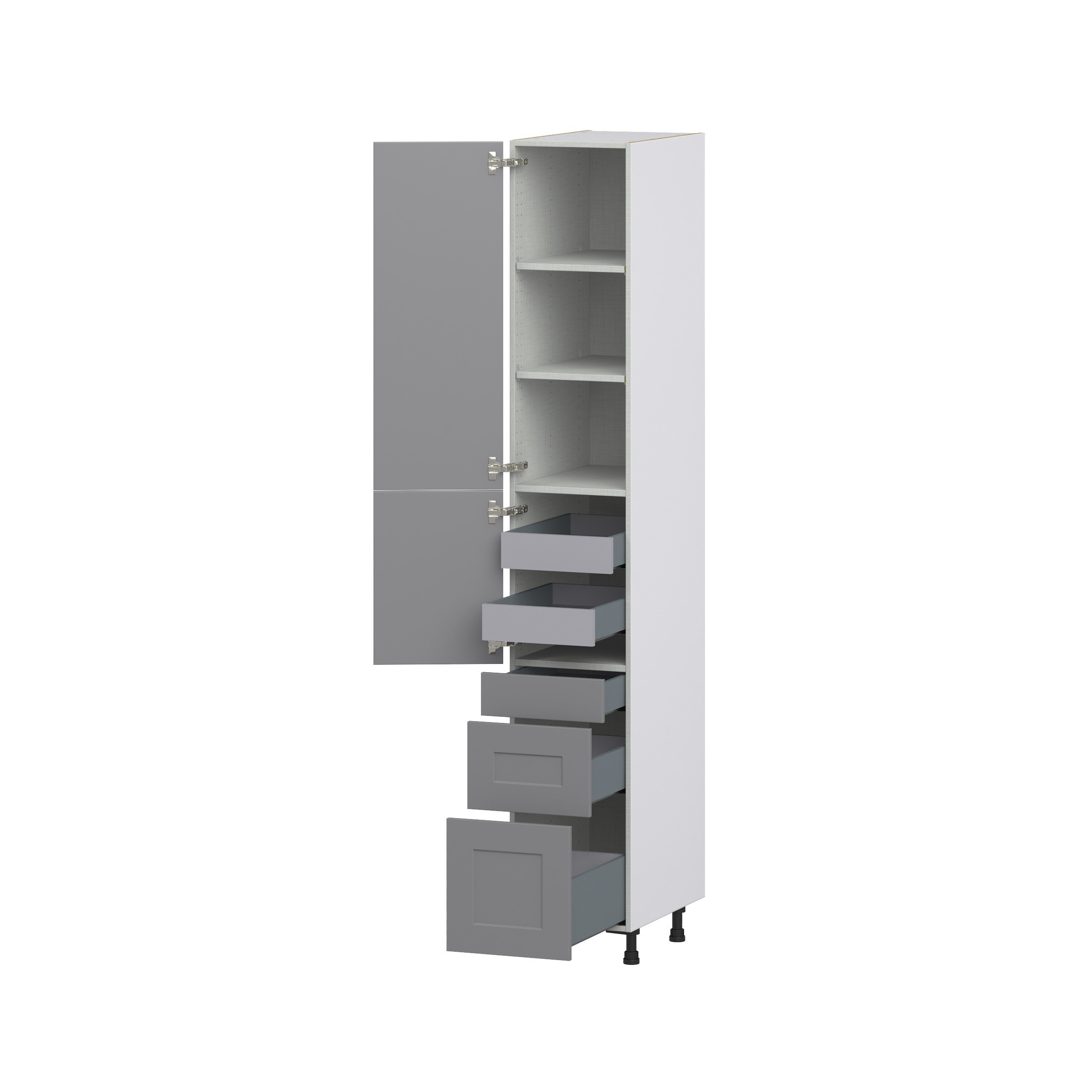 Willow Painted Slate Gray Shaker Assembled Pantry Cabinet with 3 Drawers and 2 Inner Drawers (15 in. W x 94.5 in. H x 24 in. D)