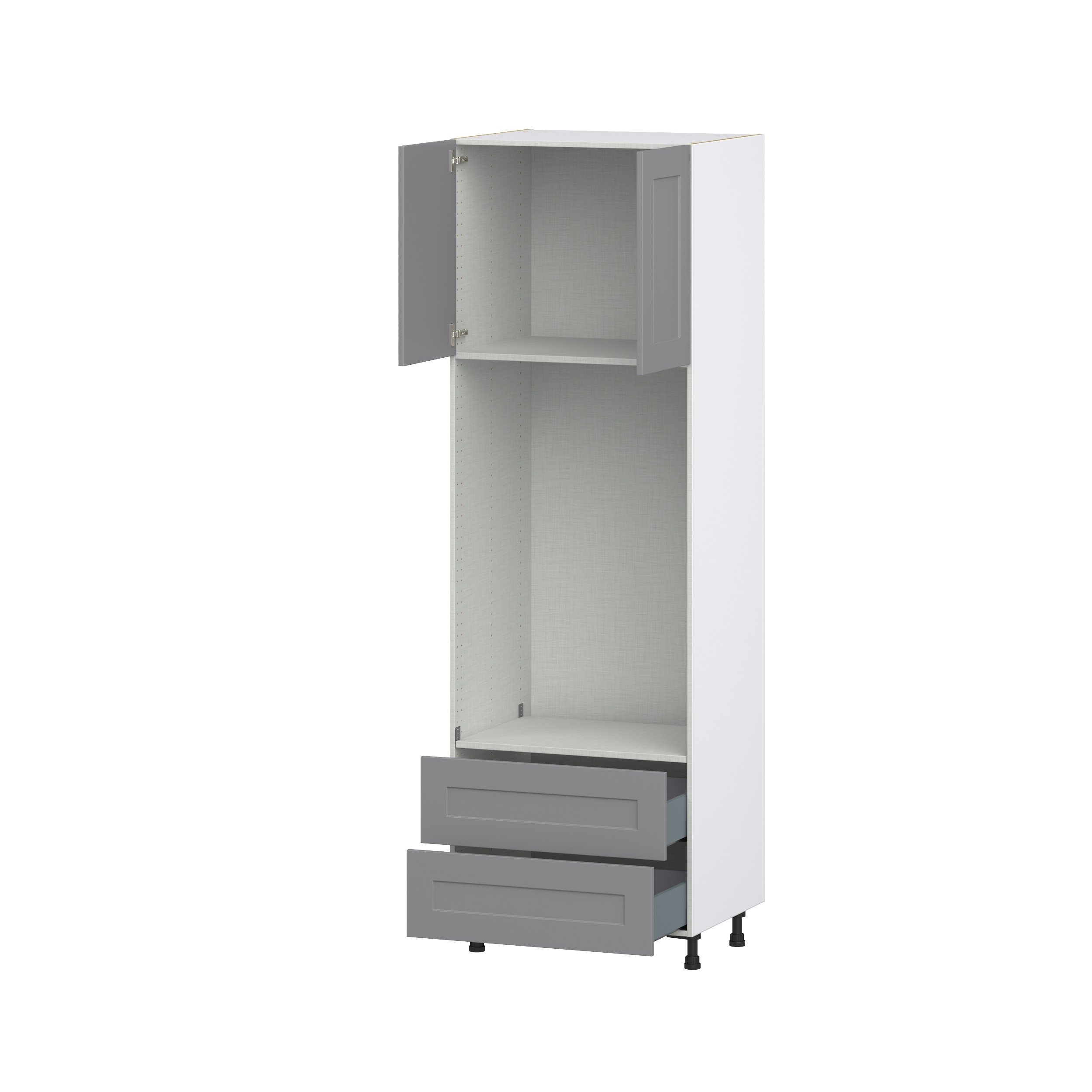 Willow Painted Slate Gray Shaker Assembled Pantry Micro/Oven Combo Cabinet with 2 Drawers (30 in. W x 94.5 in. H x 24 in. D)