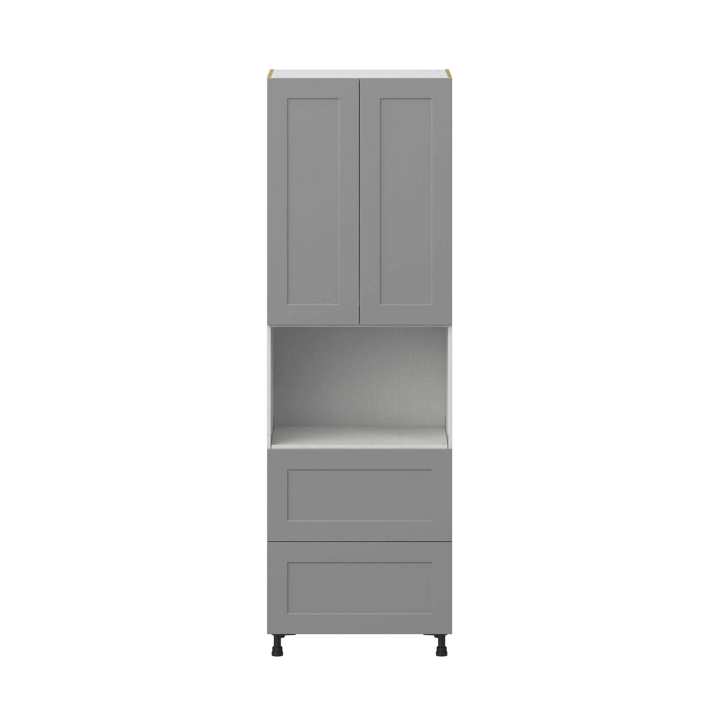 Willow Painted Slate Gray Shaker Assembled Pantry Microwave Cabinet with 2 Drawers (30 in. W x 94.5 in. H x 24 in. D)