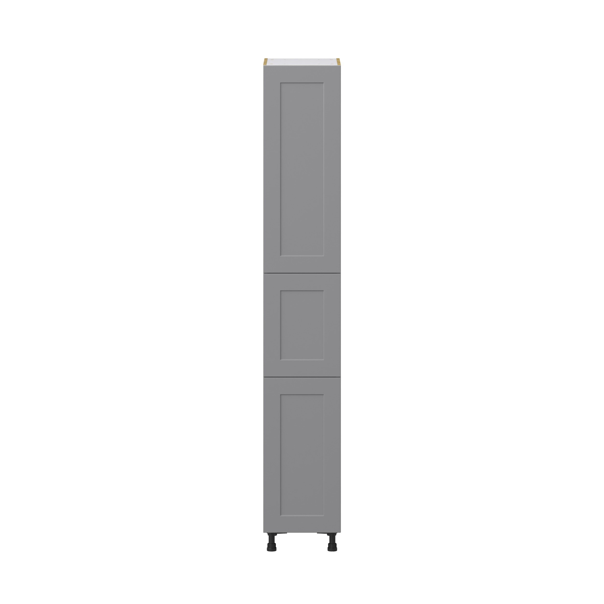 Willow Painted Slate Gray Shaker Assembled Pantry Cabinet with 2 Doors and 3 Inner Drawers (15 in. W X 94.5 in. H X 24 in. D)