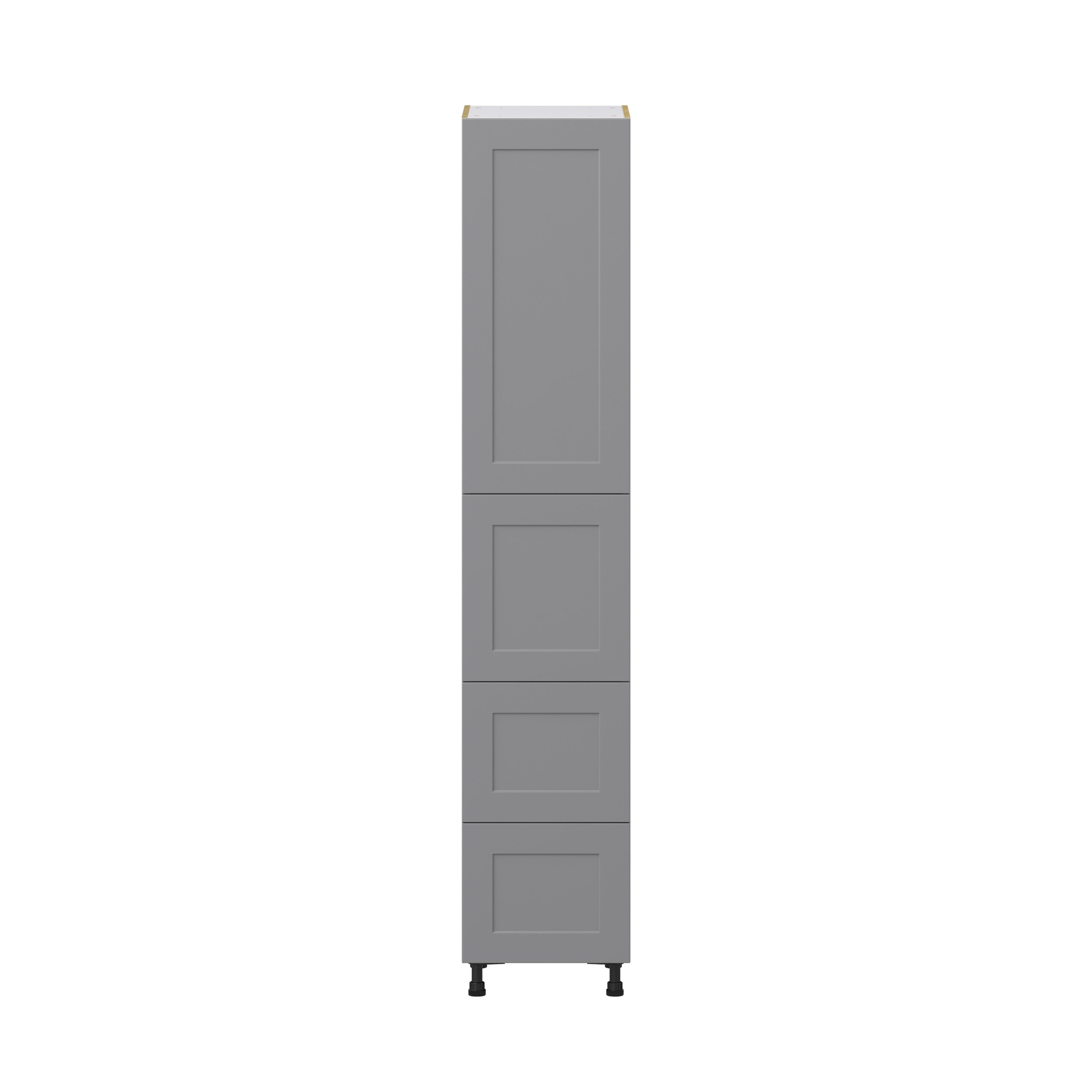 Willow Painted Slate Gray Shaker Assembled Pantry Cabinet 1 Doors with 2 Drawers and 2 Inner Drawers (18 in. W X 94.5 in. H X 24 in. D)