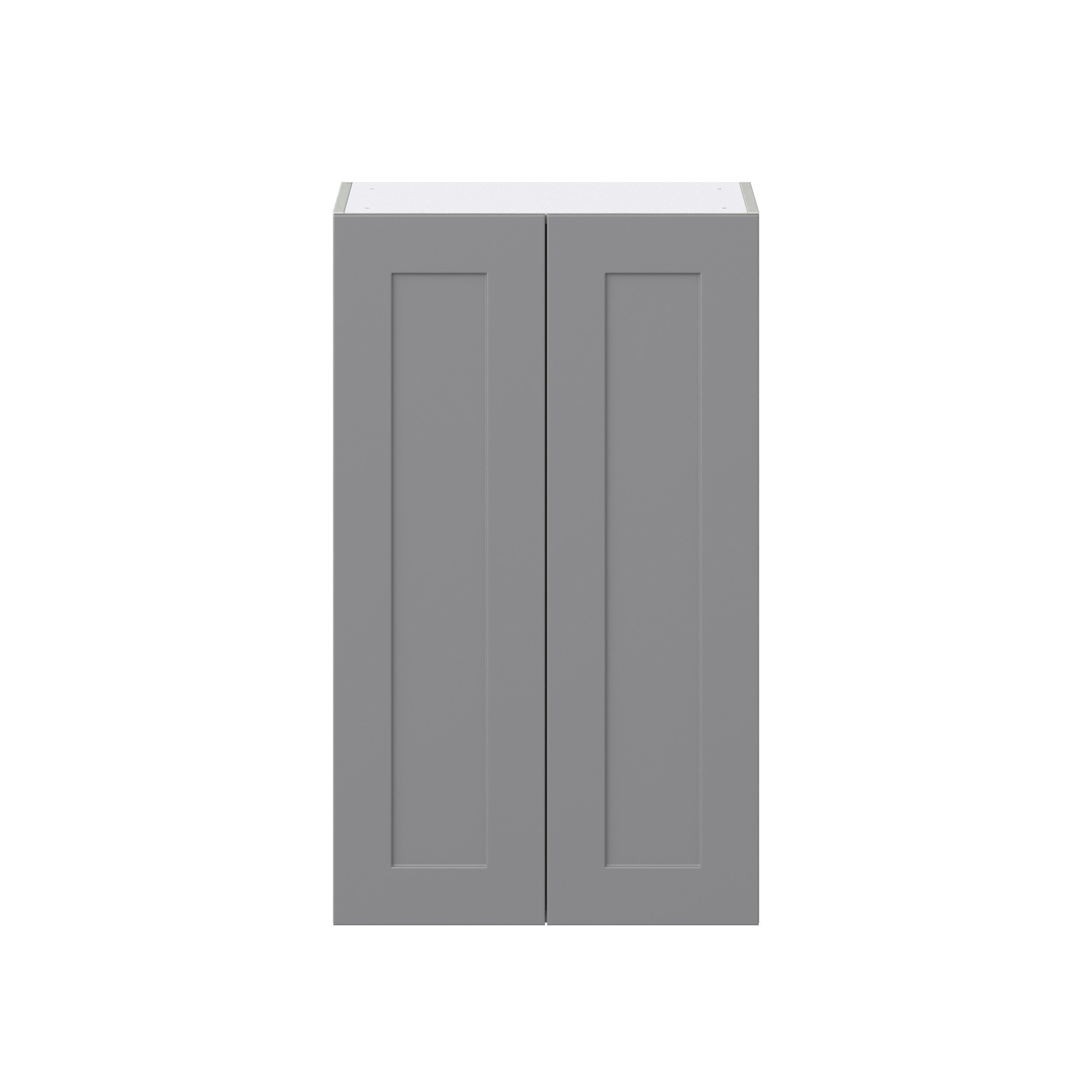 Willow Painted Slate Gray Shaker Assembled Wall Cabinet with 2 Full High Doors (24 in. W x 40 in. H x 14 in. D)