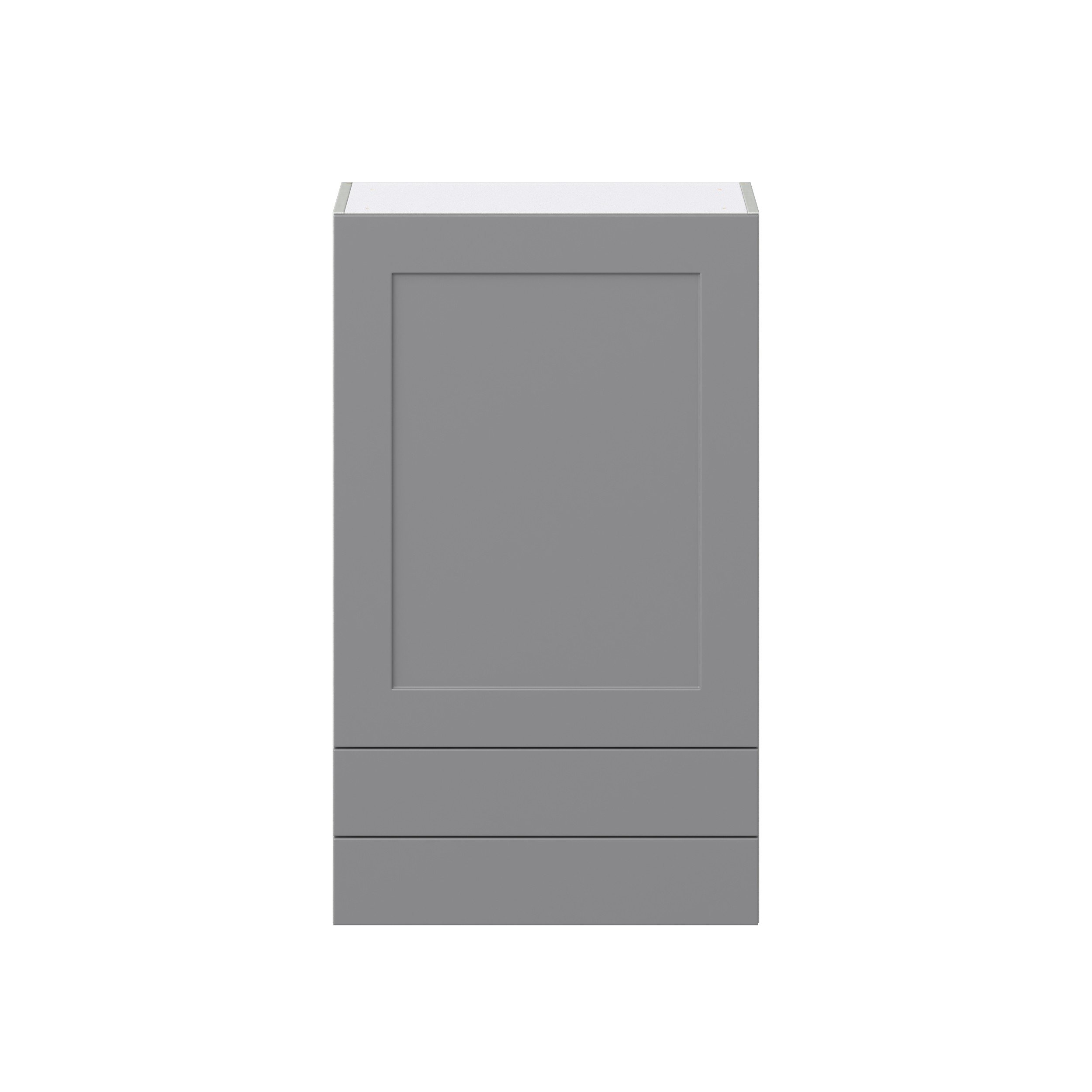 Willow Painted Slate Gray Shaker Assembled Wall Cabinet with a Door and Two 5 in. Drawers (24 in. W x 40 in. H x 14 in. D)