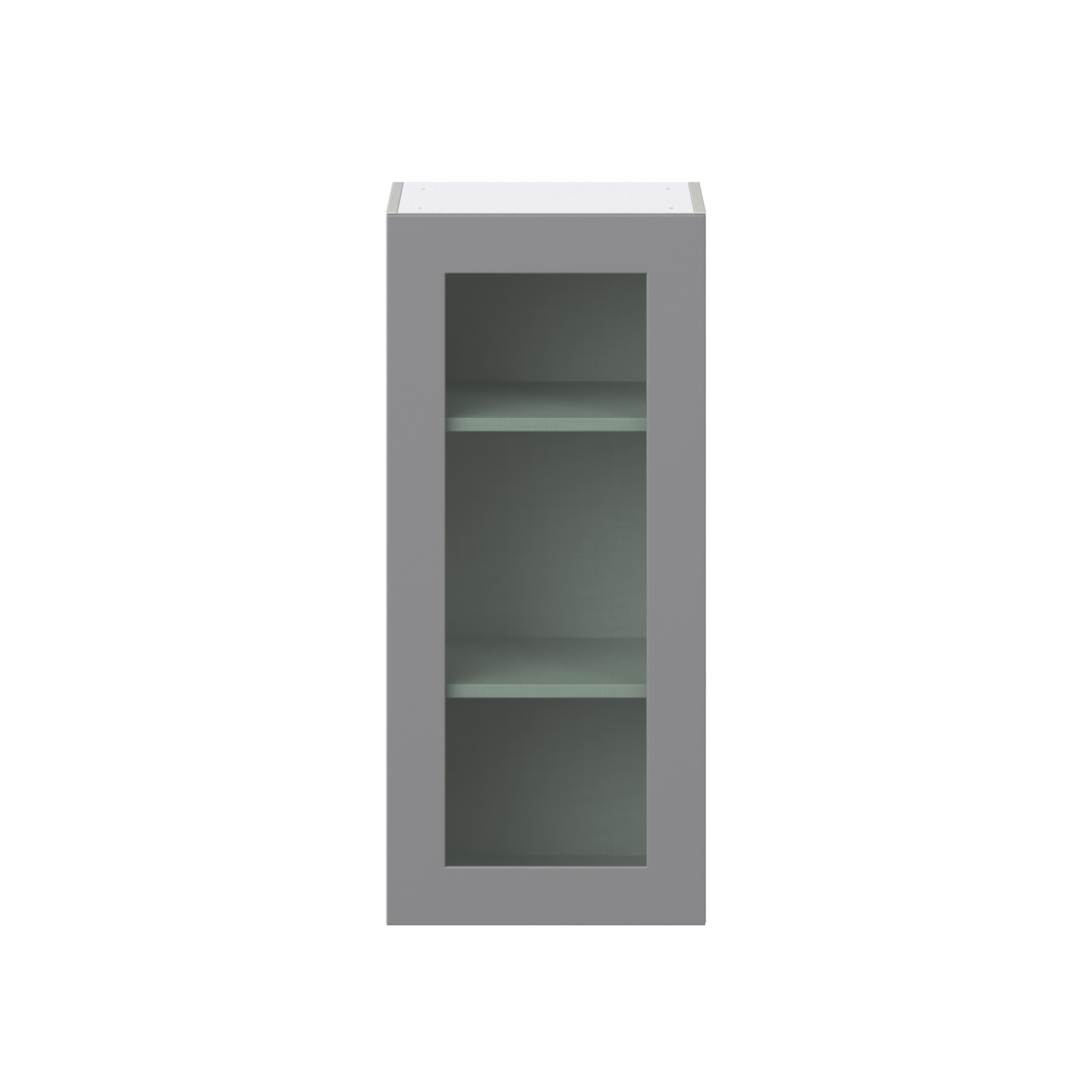 Willow Painted Slate Gray Shaker Assembled Wall Cabinet with a Full High Glass Door (18 in. W x 40 in. H x 14 in. D)