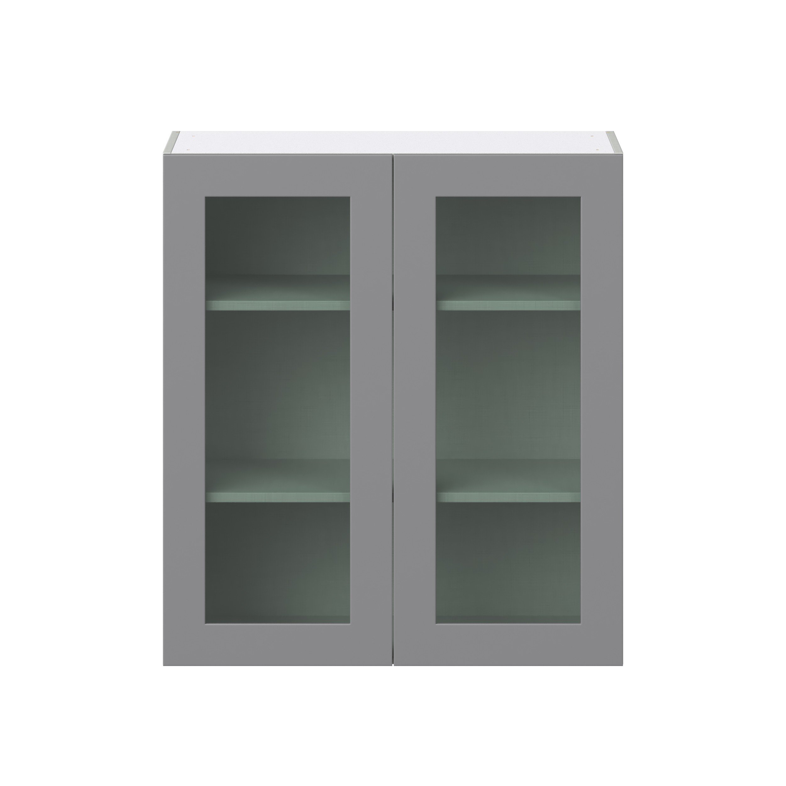 Willow Painted Slate Gray Shaker Assembled Wall Cabinet with 2 Glass Door (36 in. W x 40 in. H x 14 in. D)