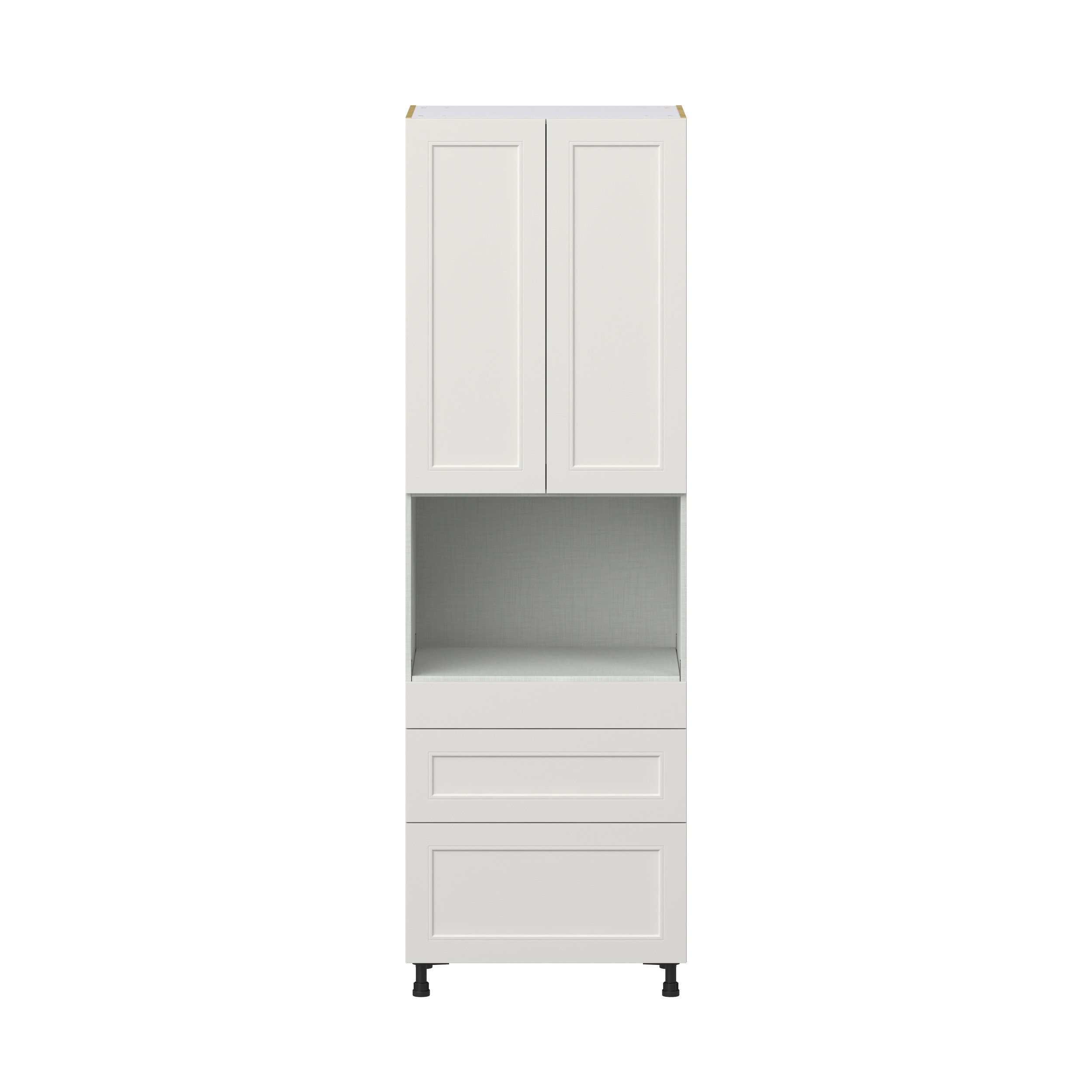 Wisteria Painted Light Gray Recessed Assembled Pantry Microwave Cabinet with 3 Drawers (30 in. W x 94.5 in. H x 24 in. D)