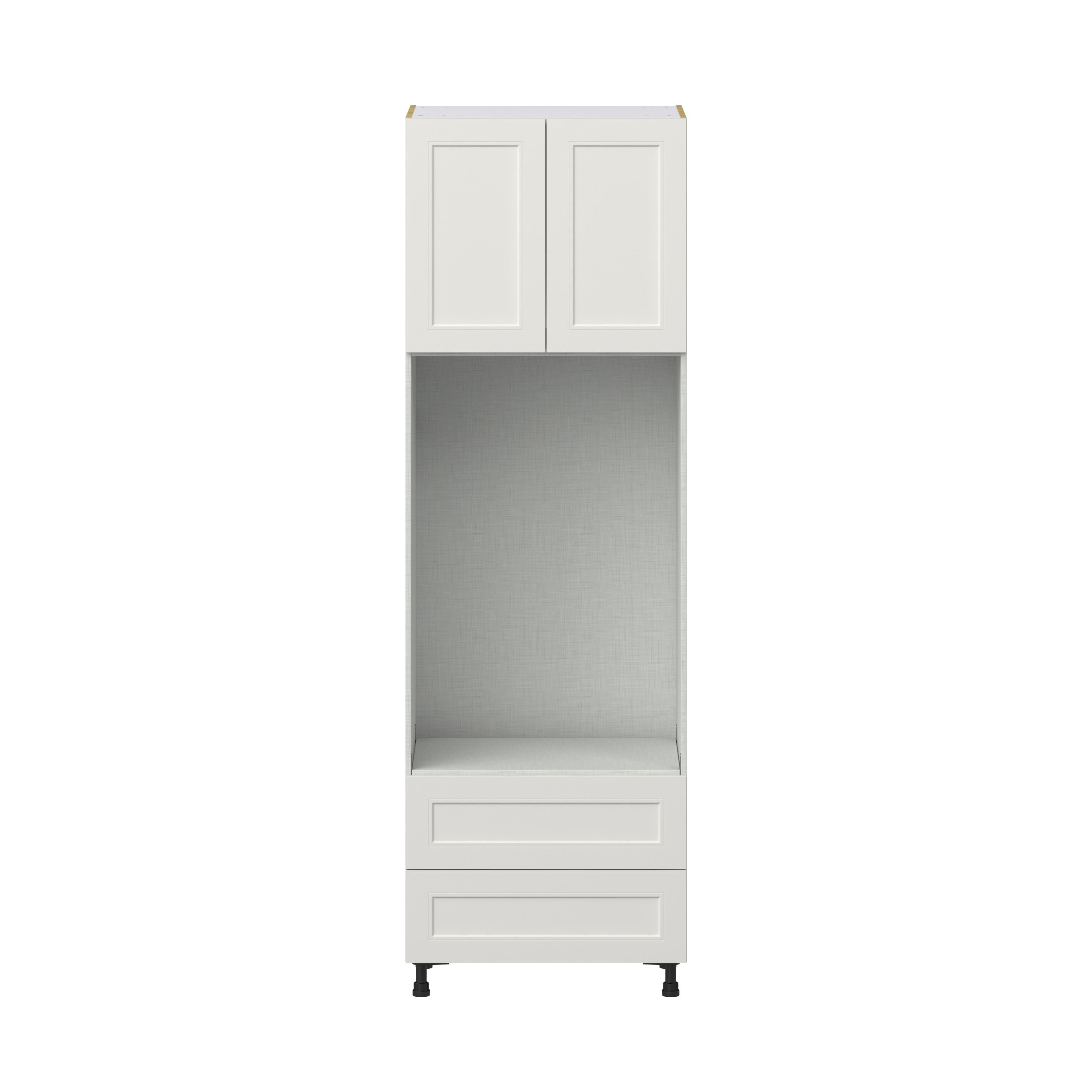 Wisteria Painted Light Gray Recessed Assembled Pantry Micro/Oven Combo Cabinet with 2 Drawers (30 in. W x 94.5 in. H x 24 in. D)