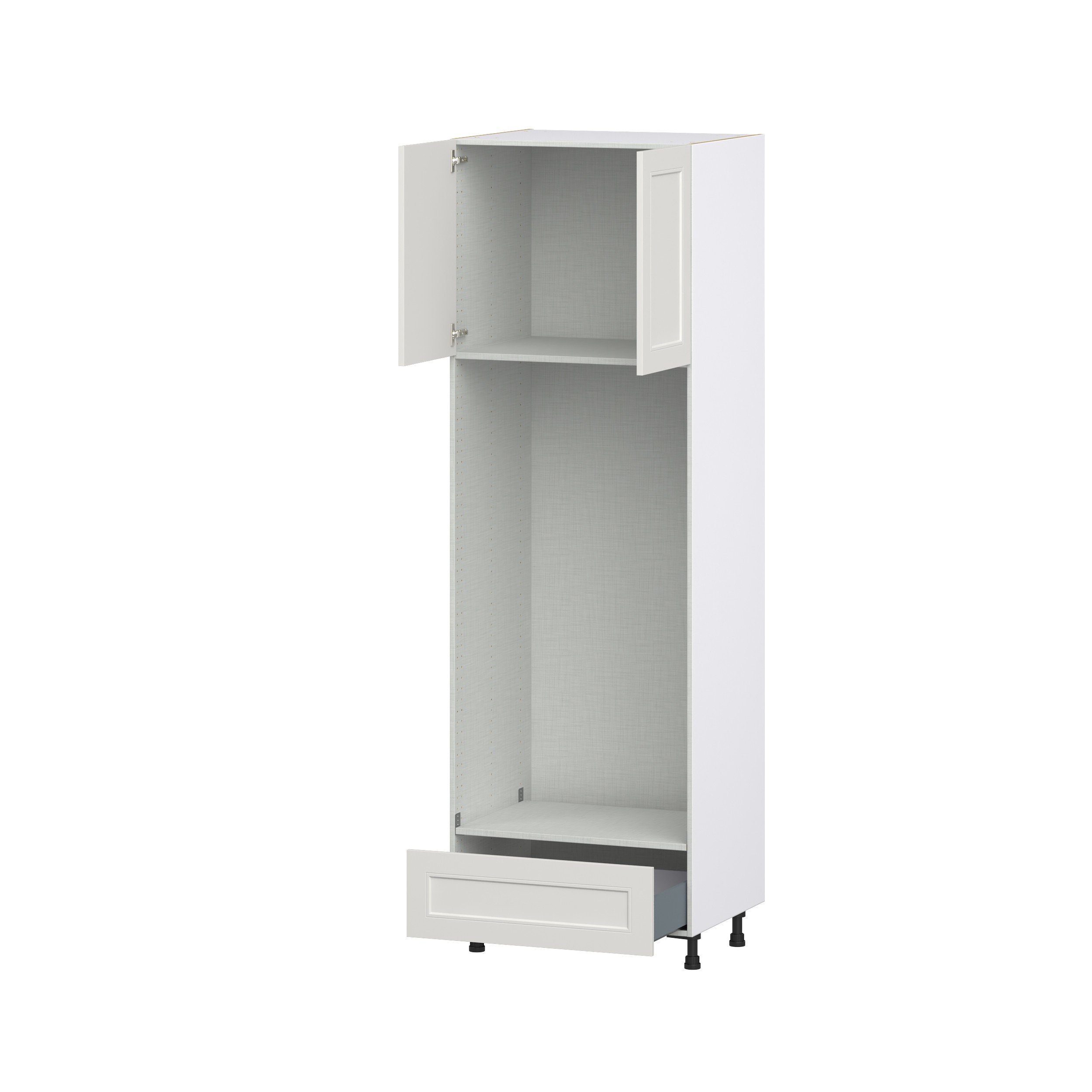 Wisteria Painted Light Gray Recessed Assembled Pantry Micro/Oven Cabinet with Drawer (30 in. W X 94.5 in. H X 24 in. D)