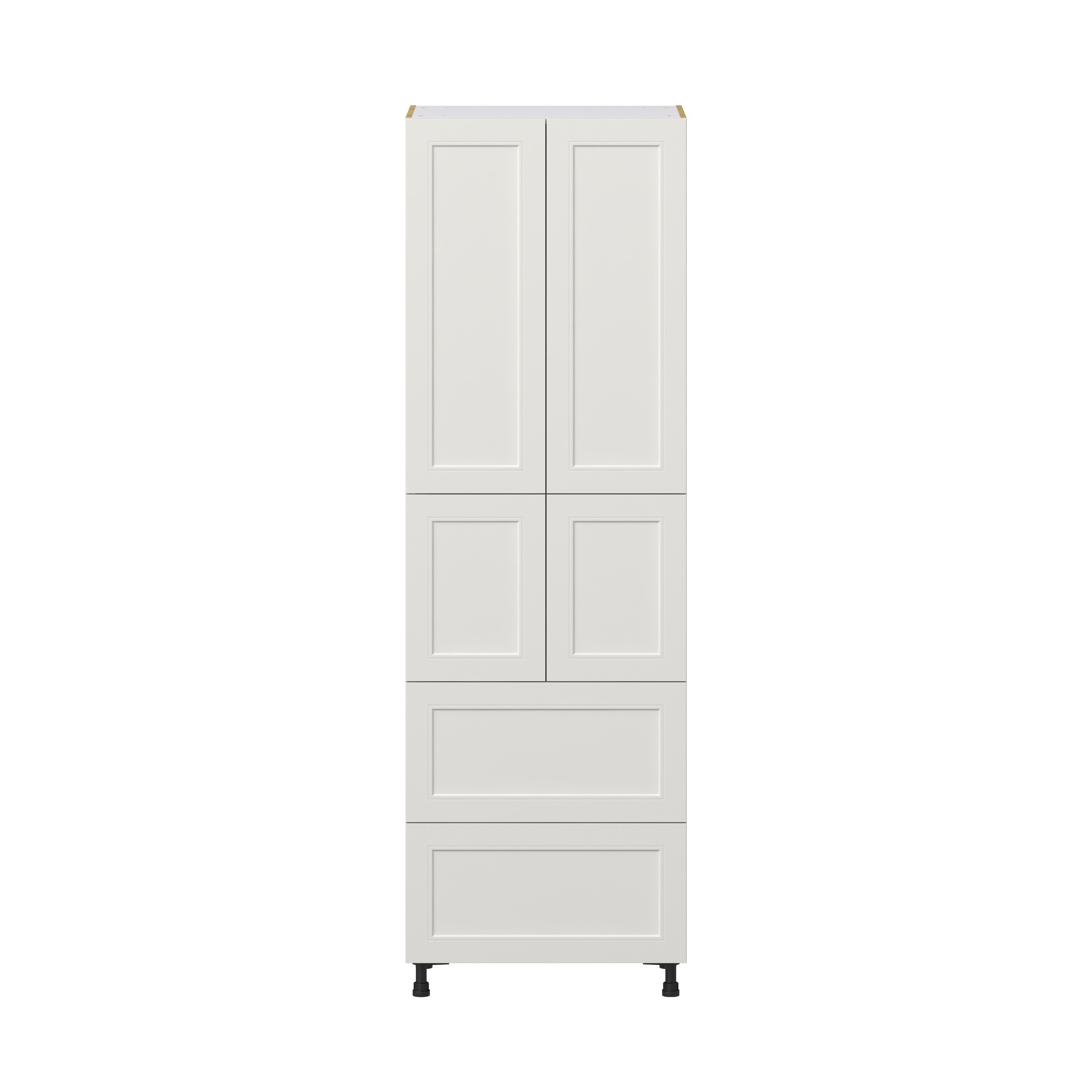 Wisteria Painted Light Gray Recessed Assembled Pantry Cabinet 4 Doors with 2 Drawers and 2 Inner Drawers (30 in. W X 94.5 in. H X 24 in. D)