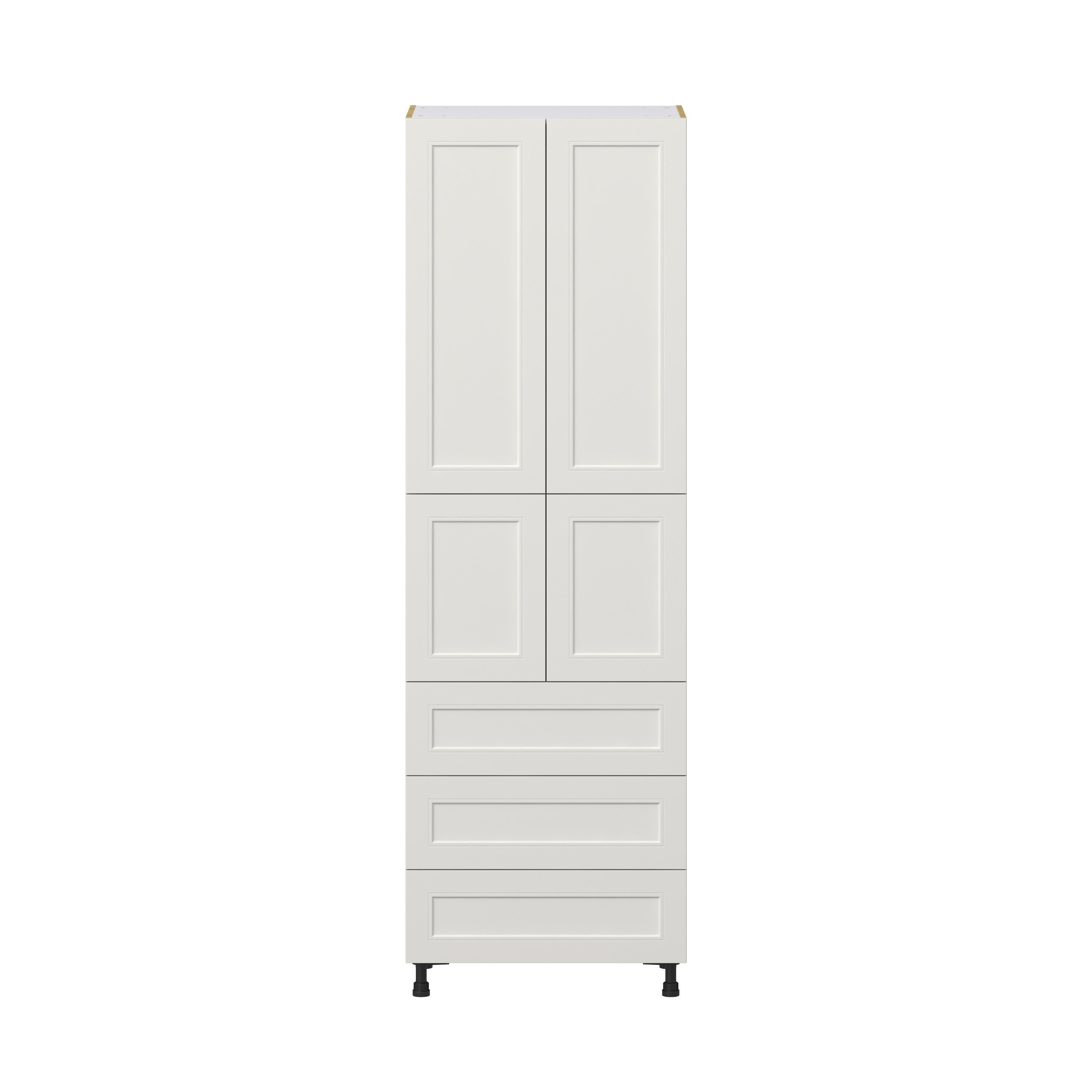 Wisteria Painted Light Gray Recessed Assembled Pantry Cabinet 4 Doors with 3 Drawers and 2 Inner Drawers (30 in. W X 94.5 in. H X 24 in. D)