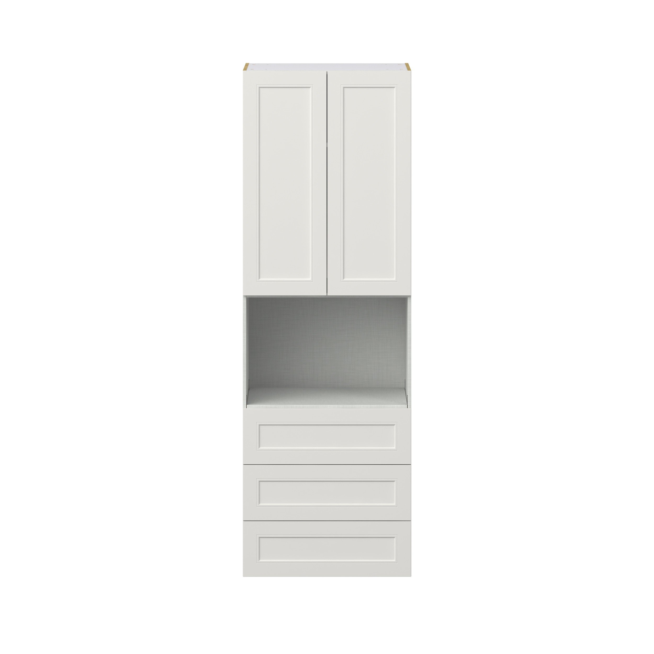 Wisteria Painted Light Gray Recessed Assembled Pantry Microwave Cabinet with 3 Even Drawers (30 in. W X 94.5 in. H X 24 in. D)