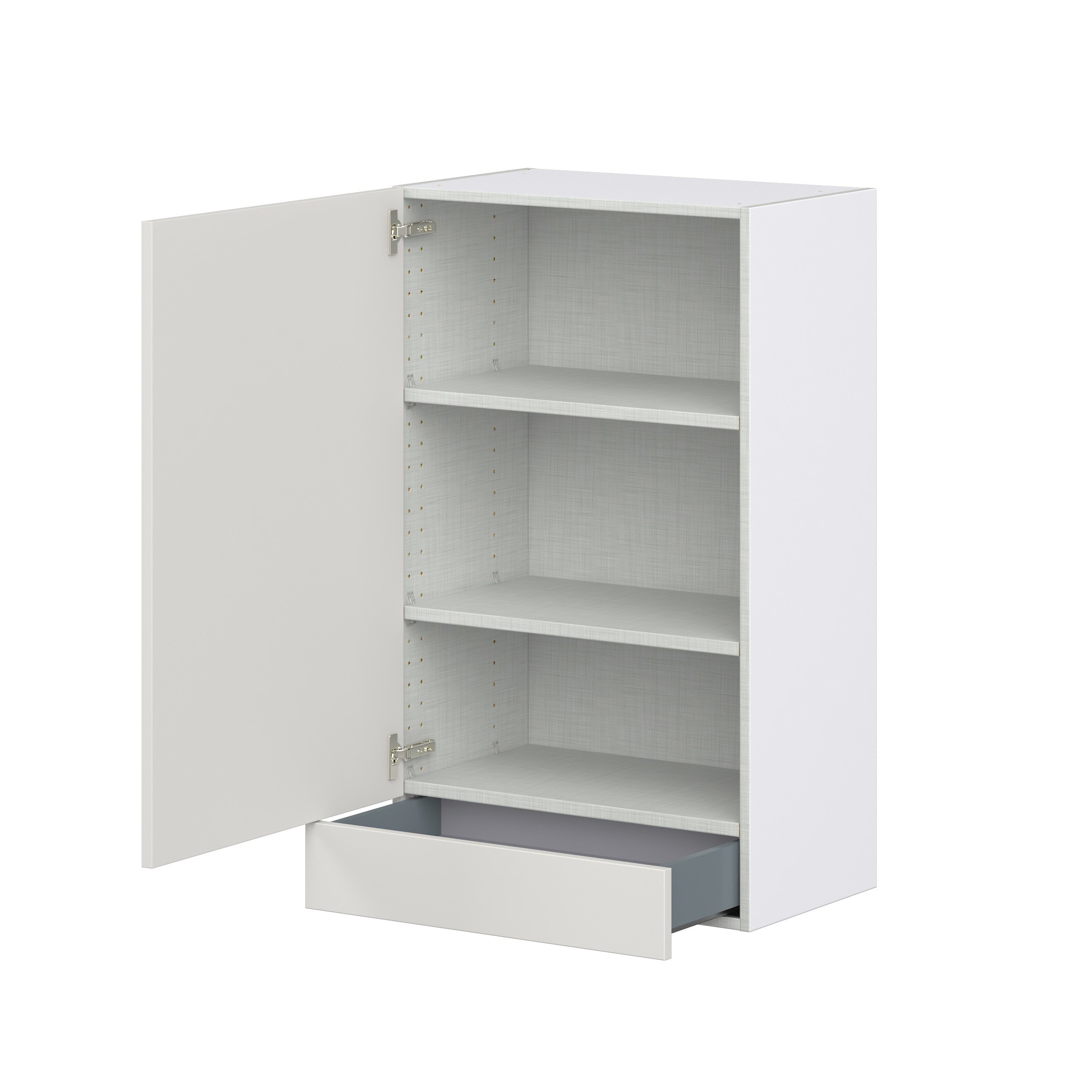 Wisteria Painted Light Gray Recessed Assembled Wall Cabinet with a Door and a 5 in. Drawer (24 in. W x 40 in. H x 14 in. D)