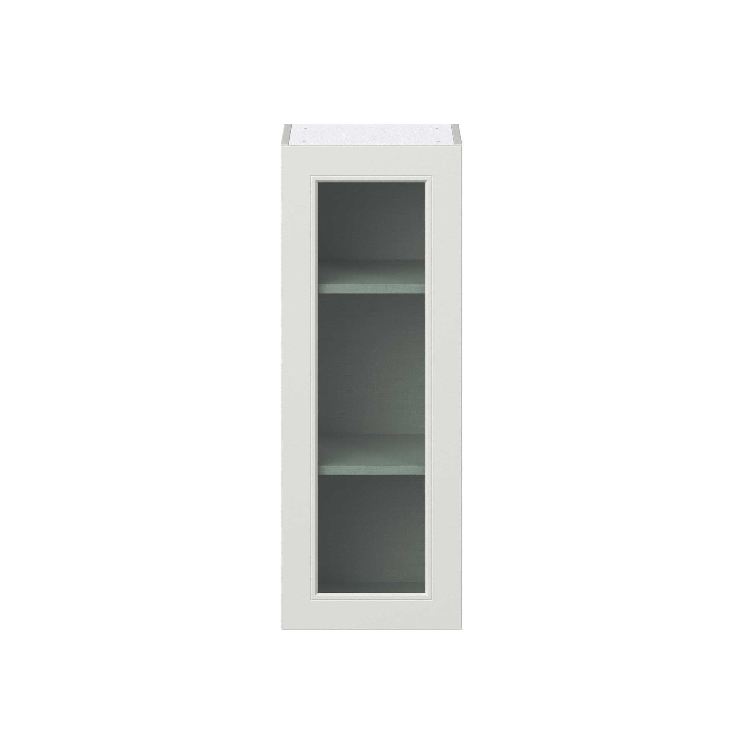 Wisteria Painted Light Gray Recessed Assembled Wall Cabinet with a Full High Glass Door (15 in. W x 40 in. H x 14 in. D)