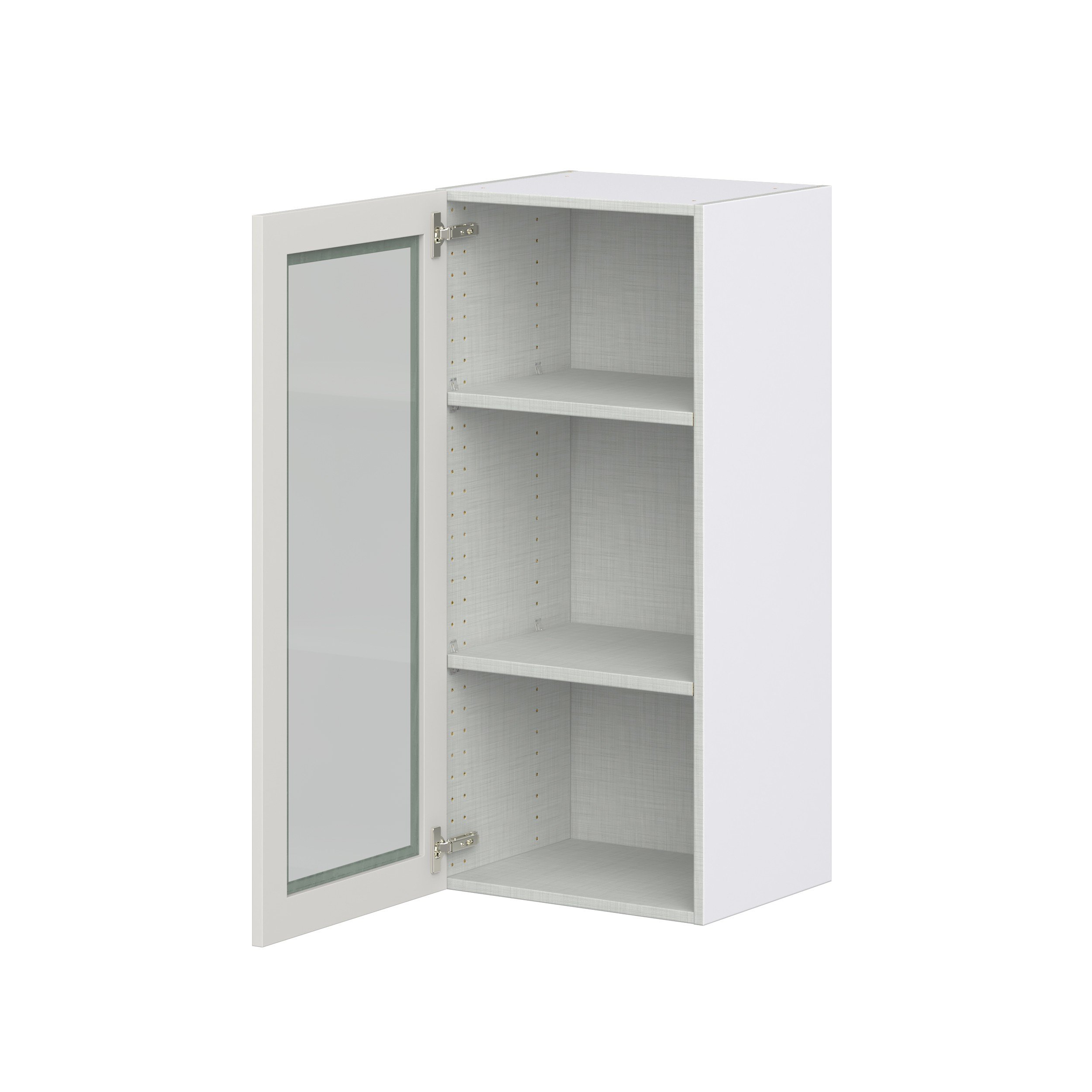 Wisteria Painted Light Gray Recessed Assembled Wall Cabinet with a Full High Glass Door (18 in. W x 40 in. H x 14 in. D)