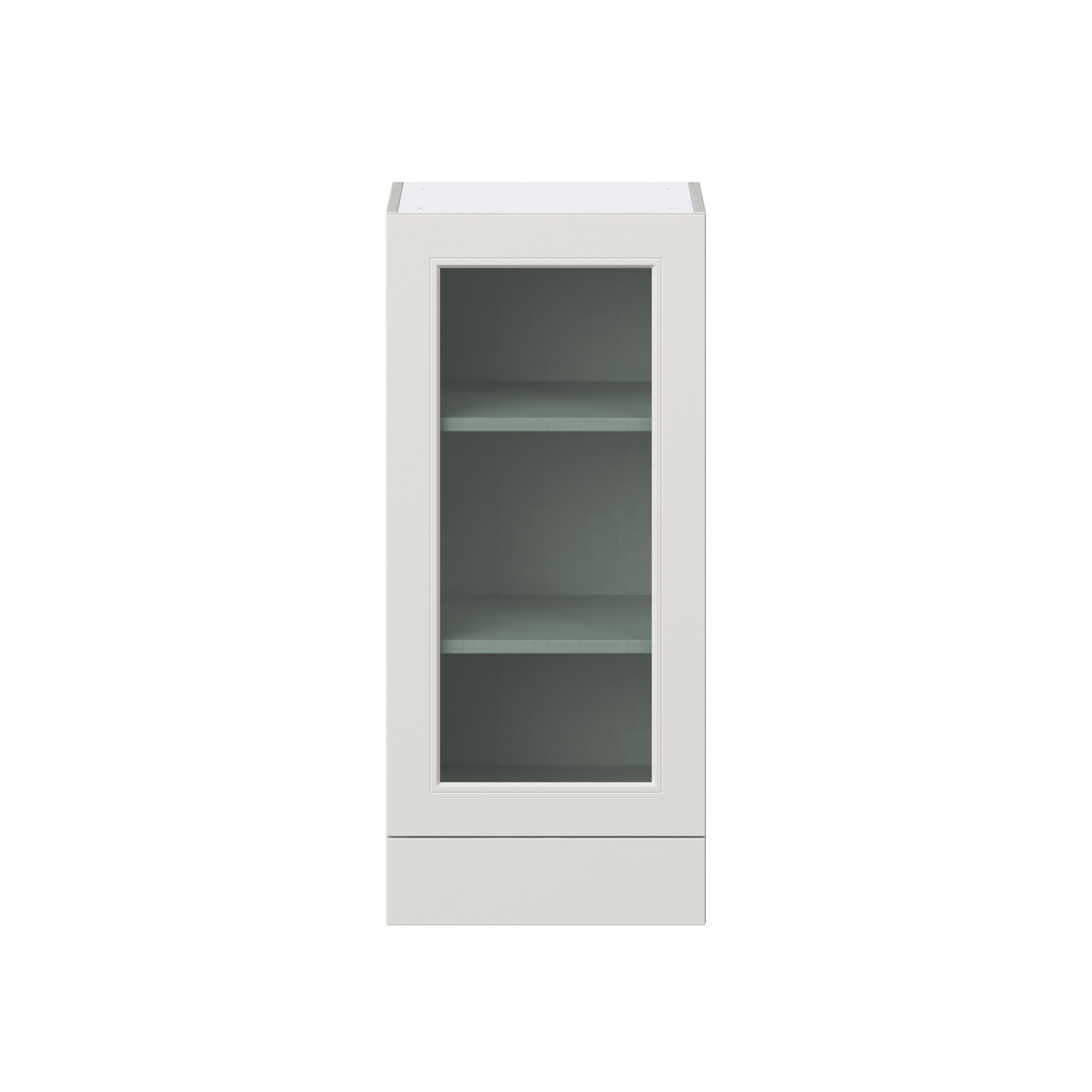 Wisteria Painted Light Gray Recessed Assembled Wall Cabinet with a Glass Door and a 5 in. Drawer (18 in. W x 40 in. H x 14 in. D)