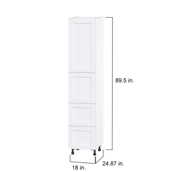 Dahlia Bright White  Shaker Assembled Pantry Cabinet 1 Doors with 2 Drawers and 2 Inner Drawers (18 in. W X 89.5 in. H X 24 in. D)