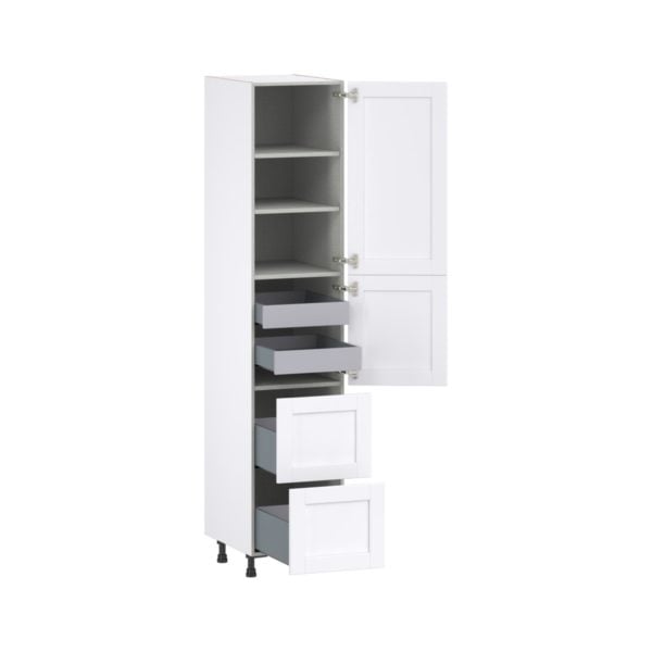 Dahlia Bright White  Shaker Assembled Pantry Cabinet 1 Doors with 2 Drawers and 2 Inner Drawers (18 in. W X 89.5 in. H X 24 in. D)