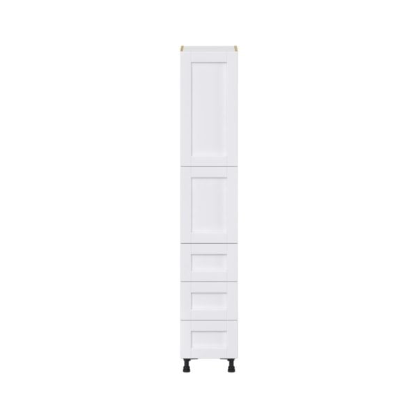 Dahlia Bright White  Shaker Assembled Pantry Cabinet 2 Doors with 3 Drawers and 2 Inner Drawers (15 in. W X 84.5 in. H X 24 in. D)