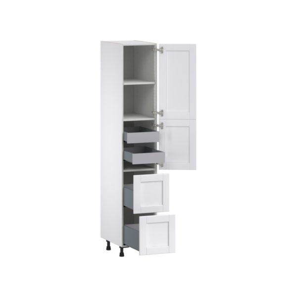 Dahlia Bright White  Shaker Assembled Pantry Cabinet 2 Doors with 2 Drawers and 2 Inner Drawers (15 in. W X 84.5 in. H X 24 in. D)