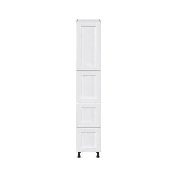 Dahlia Bright White  Shaker Assembled Pantry Cabinet 2 Doors with 2 Drawers and 2 Inner Drawers (15 in. W X 84.5 in. H X 24 in. D)