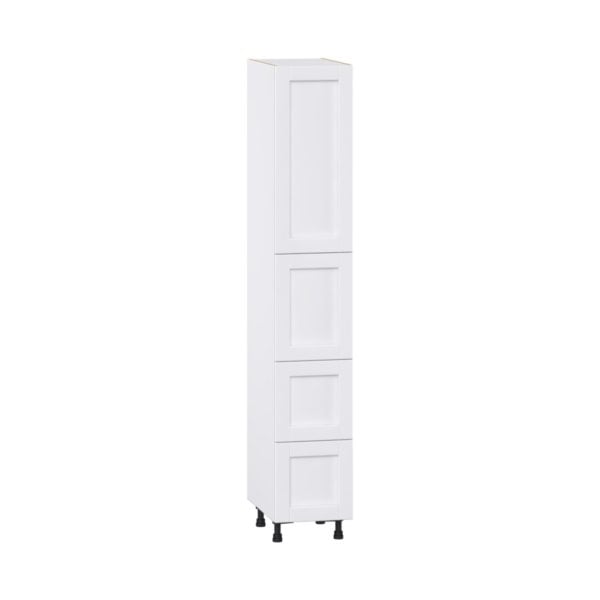 Dahlia Bright White  Shaker Assembled Pantry Cabinet 2 Doors with 2 Drawers and 2 Inner Drawers (15 in. W X 89.5 in. H X 24 in. D)