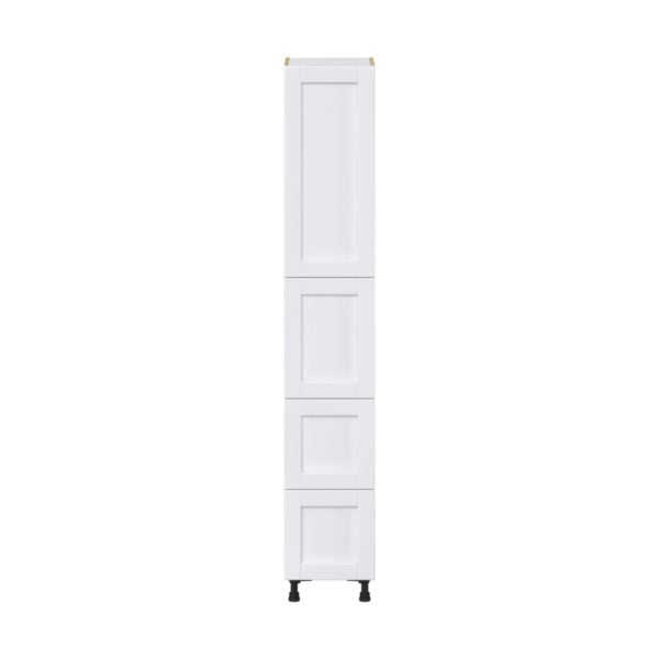 Dahlia Bright White  Shaker Assembled Pantry Cabinet 2 Doors with 2 Drawers and 2 Inner Drawers (15 in. W X 89.5 in. H X 24 in. D)