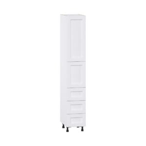 Dahlia Bright White  Shaker Assembled Pantry Cabinet 2 Doors with 3 Drawers and 2 Inner Drawers (15 in. W X 89.5 in. H X 24 in. D)