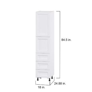 Dahlia Bright White  Shaker Assembled Pantry Cabinet 2 Doors with 3 Drawers and 2 Inner Drawers (18 in. W X 84.5 in. H X 24 in. D)