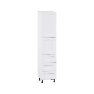 Dahlia Bright White  Shaker Assembled Pantry Cabinet 2 Doors with 3 Drawers and 2 Inner Drawers (18 in. W X 84.5 in. H X 24 in. D)